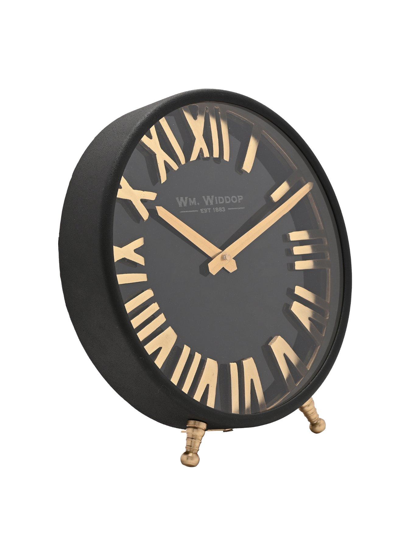  image of hestia-black-gold-table-clock-25cm