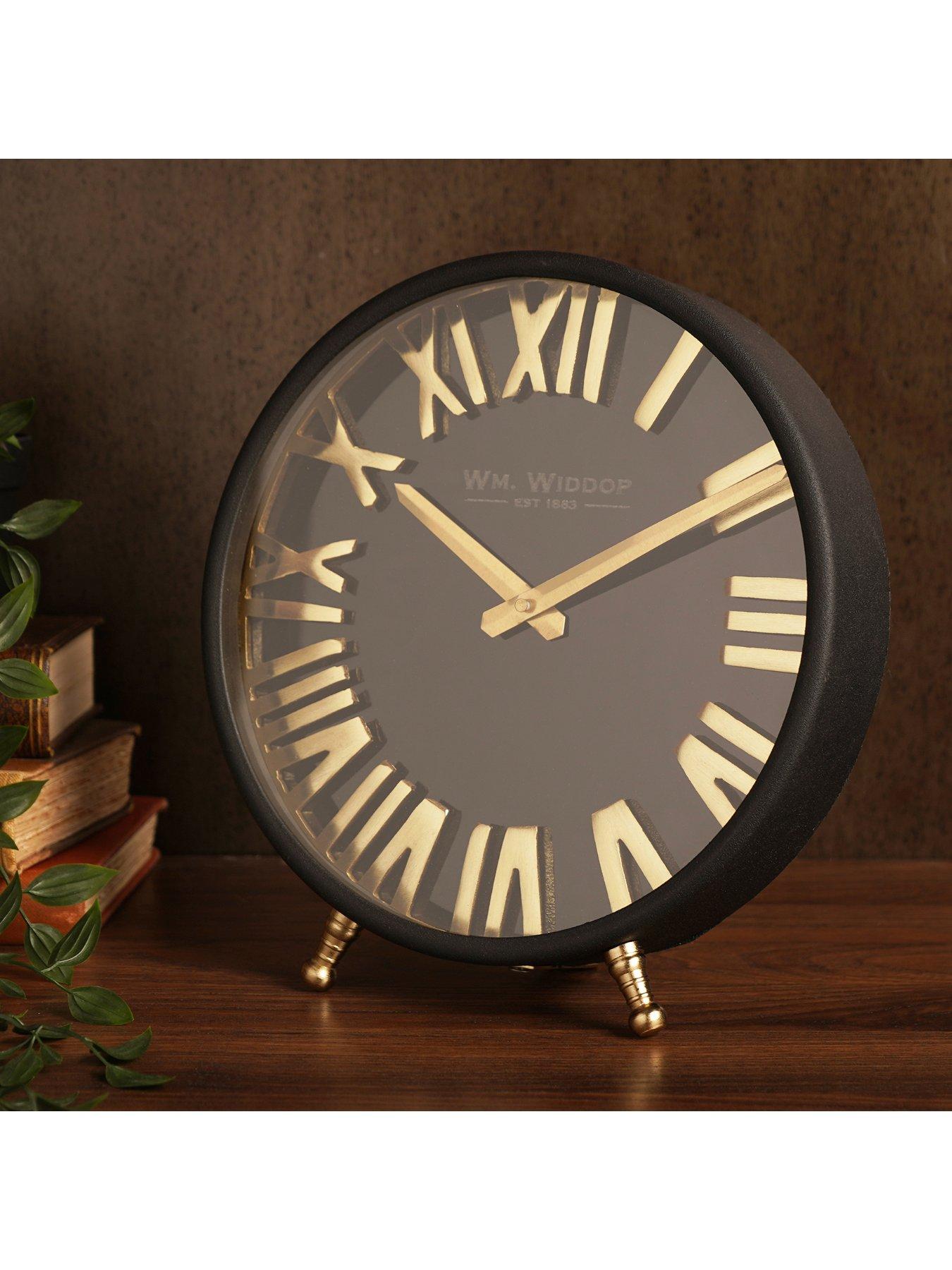  image of hestia-black-gold-table-clock-25cm