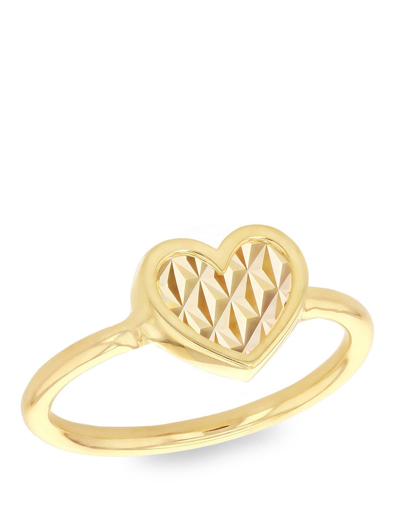 The Love Collection 9ct Yellow Gold 9mm x 7.9mm Shimmer Heart Ring