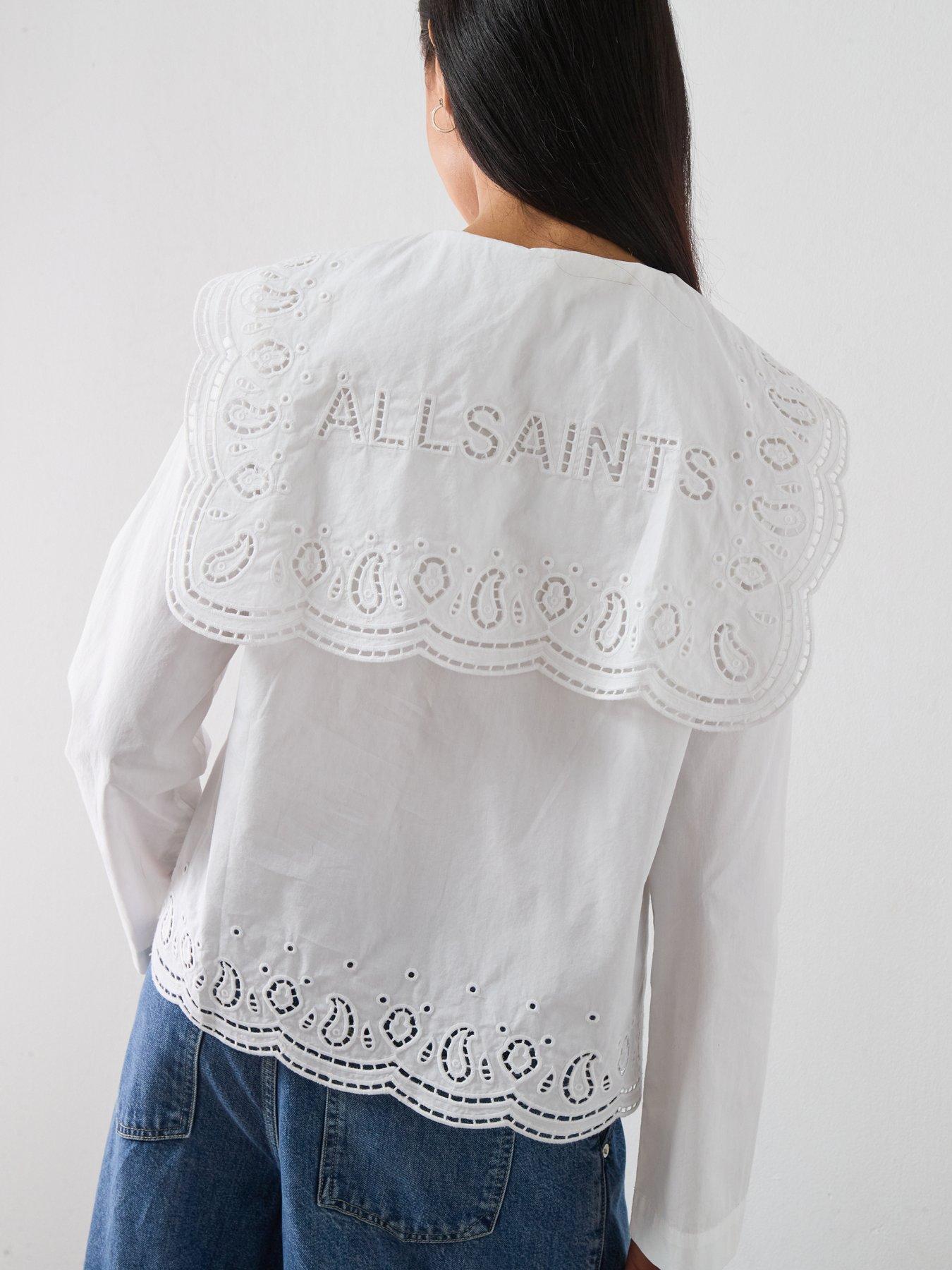 Image 2 of 6 of AllSaints Marie Broderie Anglaise Shirt - White