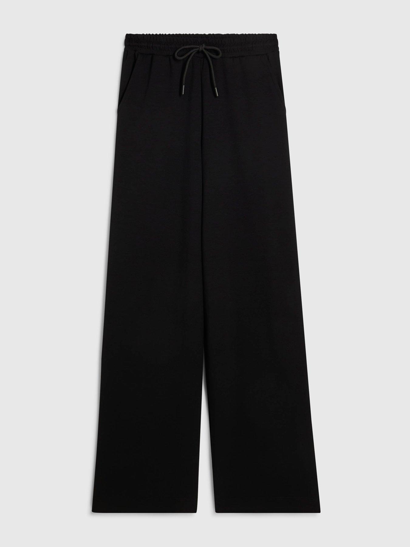 Image 5 of 6 of River Island Premium Wide Leg Co-Ord Jogger - Black
