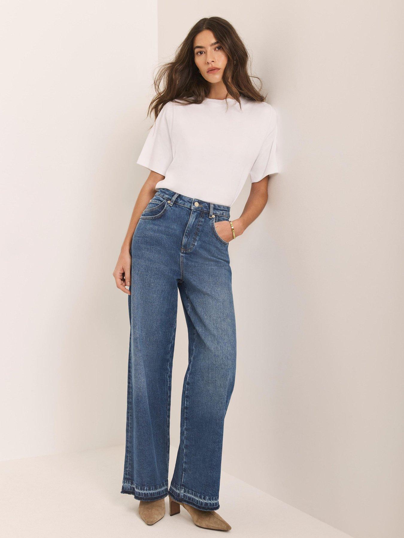 Mint Velvet Mid Indigo Ankle Wide Jeans - Blue