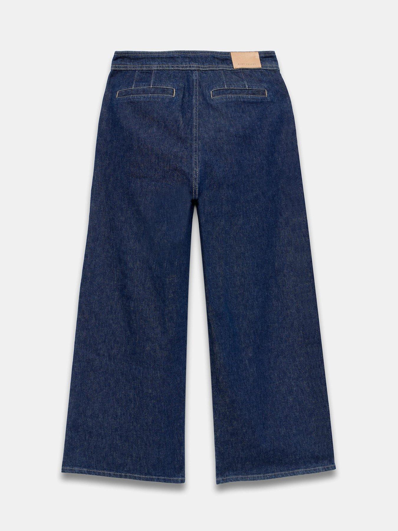  image of mint-velvet-dark-indigo-button-front-jeans-blue