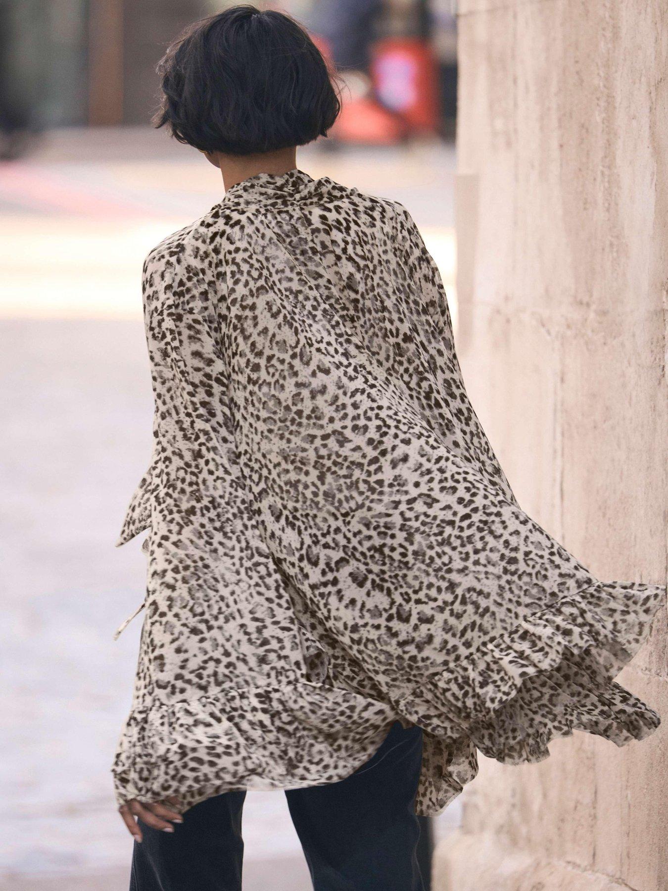  image of mint-velvet-leopard-print-ruffle-blouse