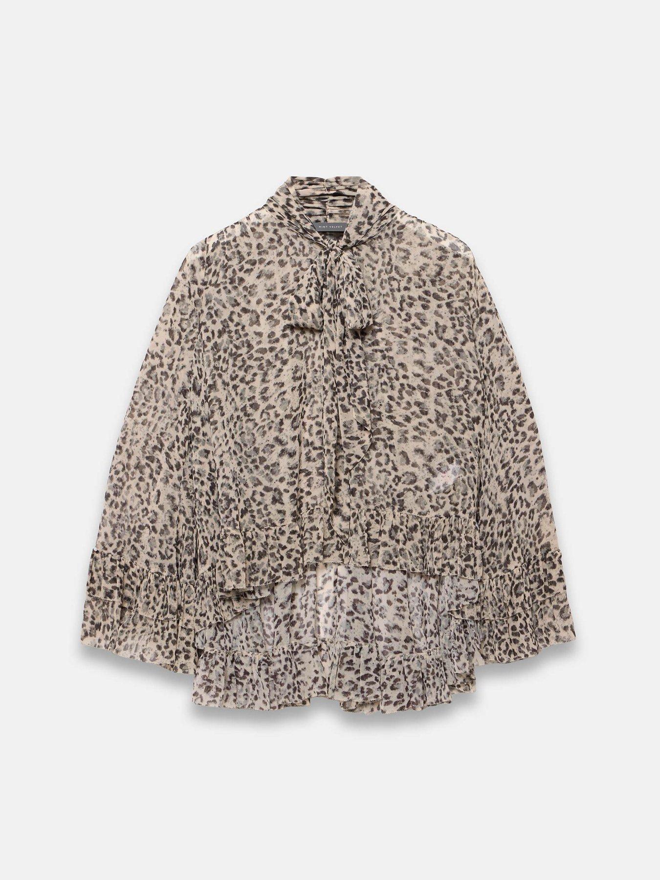  image of mint-velvet-leopard-print-ruffle-blouse