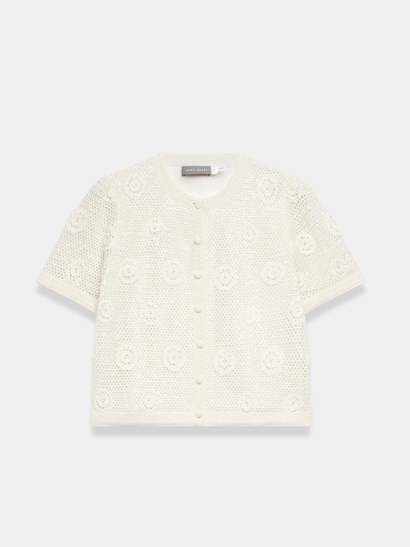  image of mint-velvet-neutral-sequin-flower-top