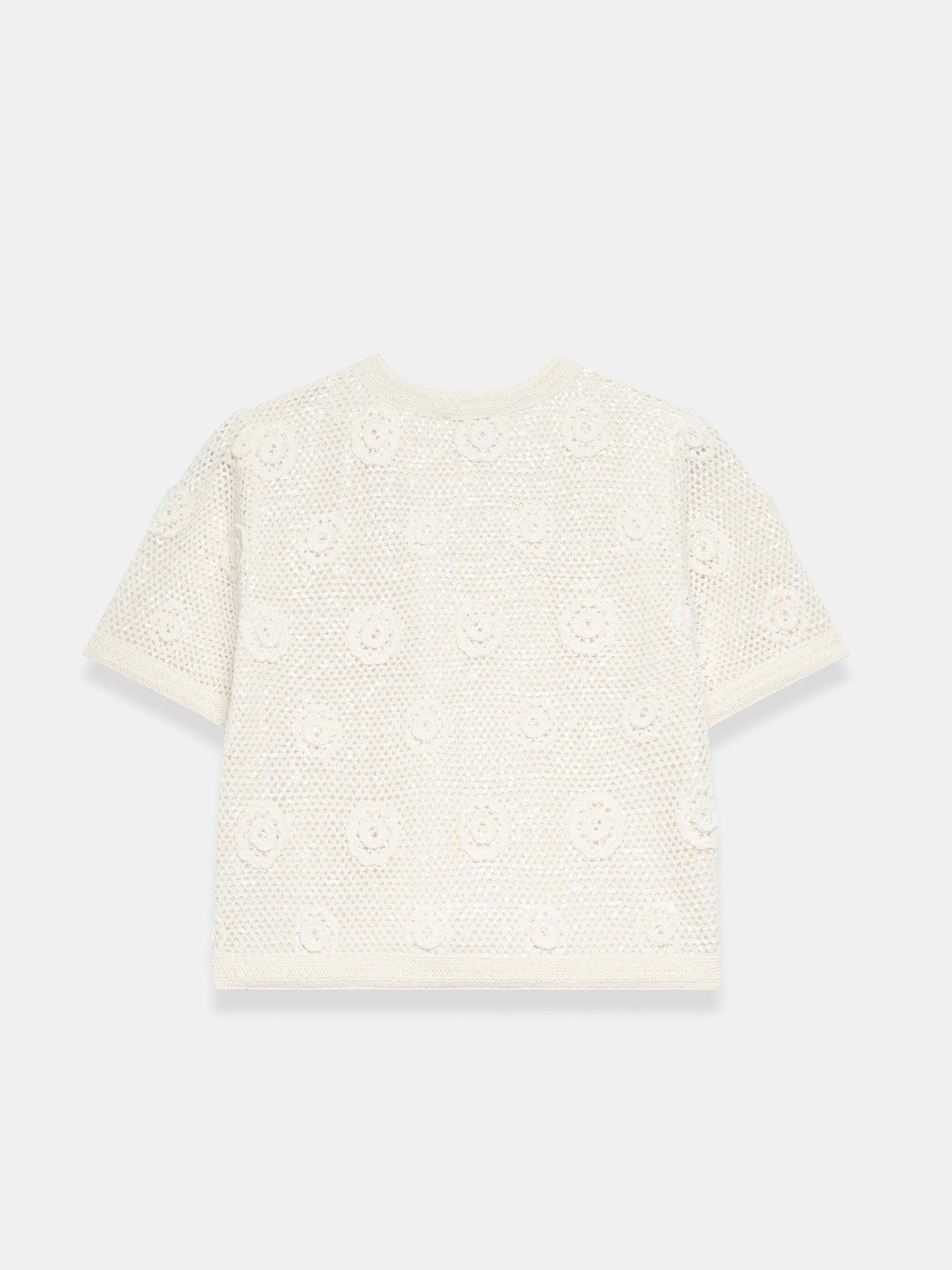  image of mint-velvet-neutral-sequin-flower-top