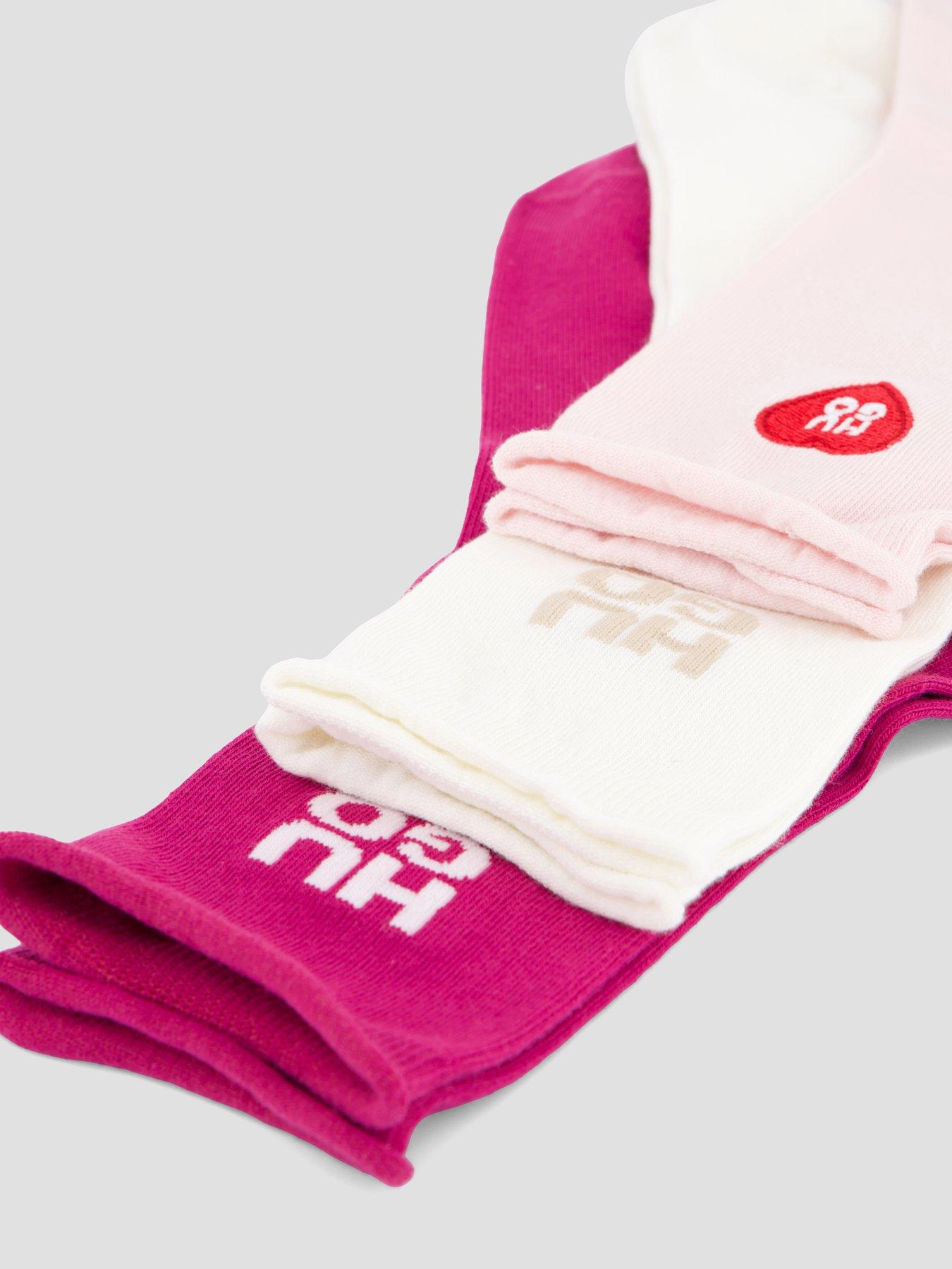 Image 4 of 4 of HUGO Three-pack Of Short-length Socks With Logo Details - White