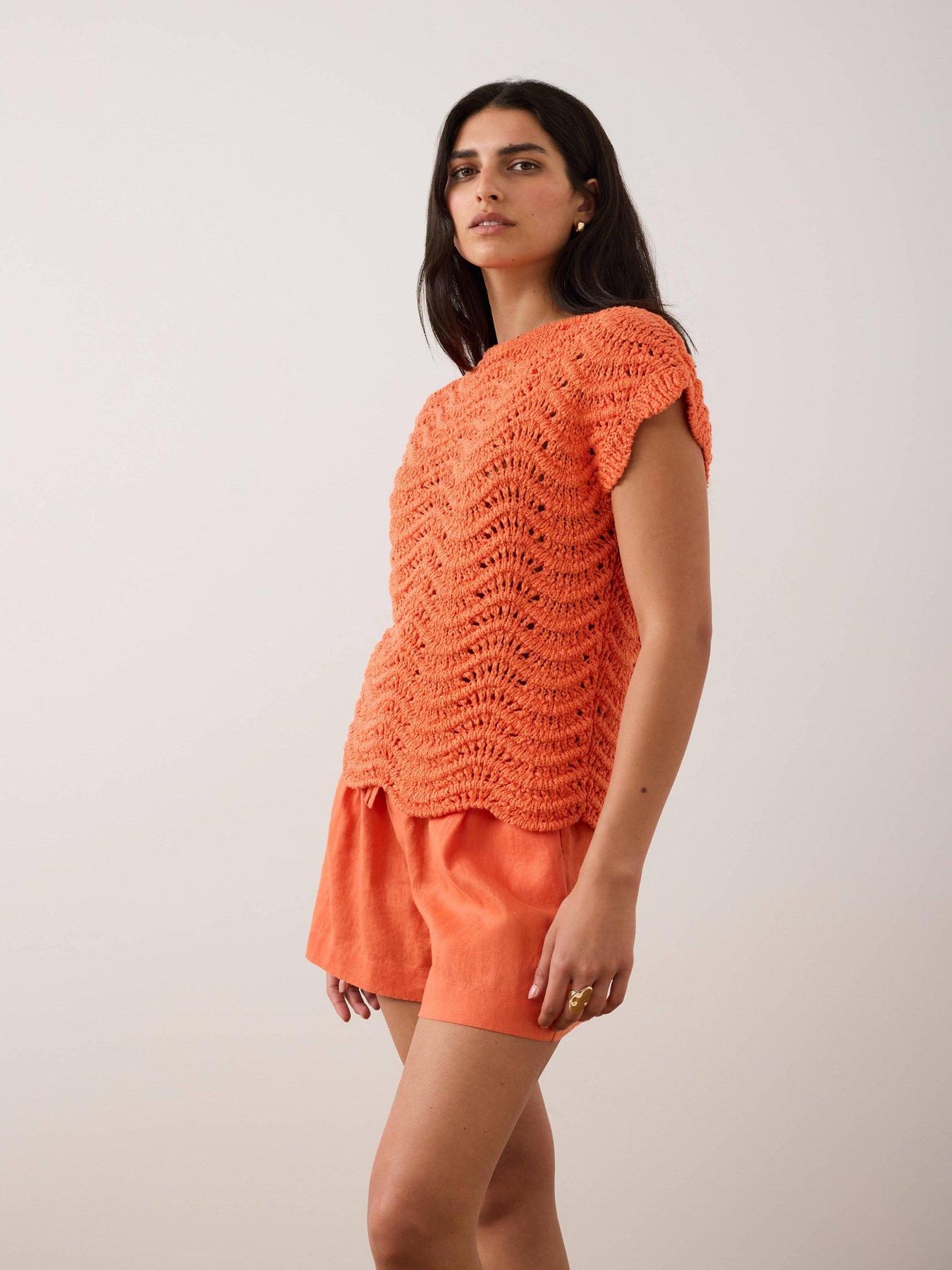 Image 2 of 6 of Mint Velvet Sparkle Stitch Top - Orange