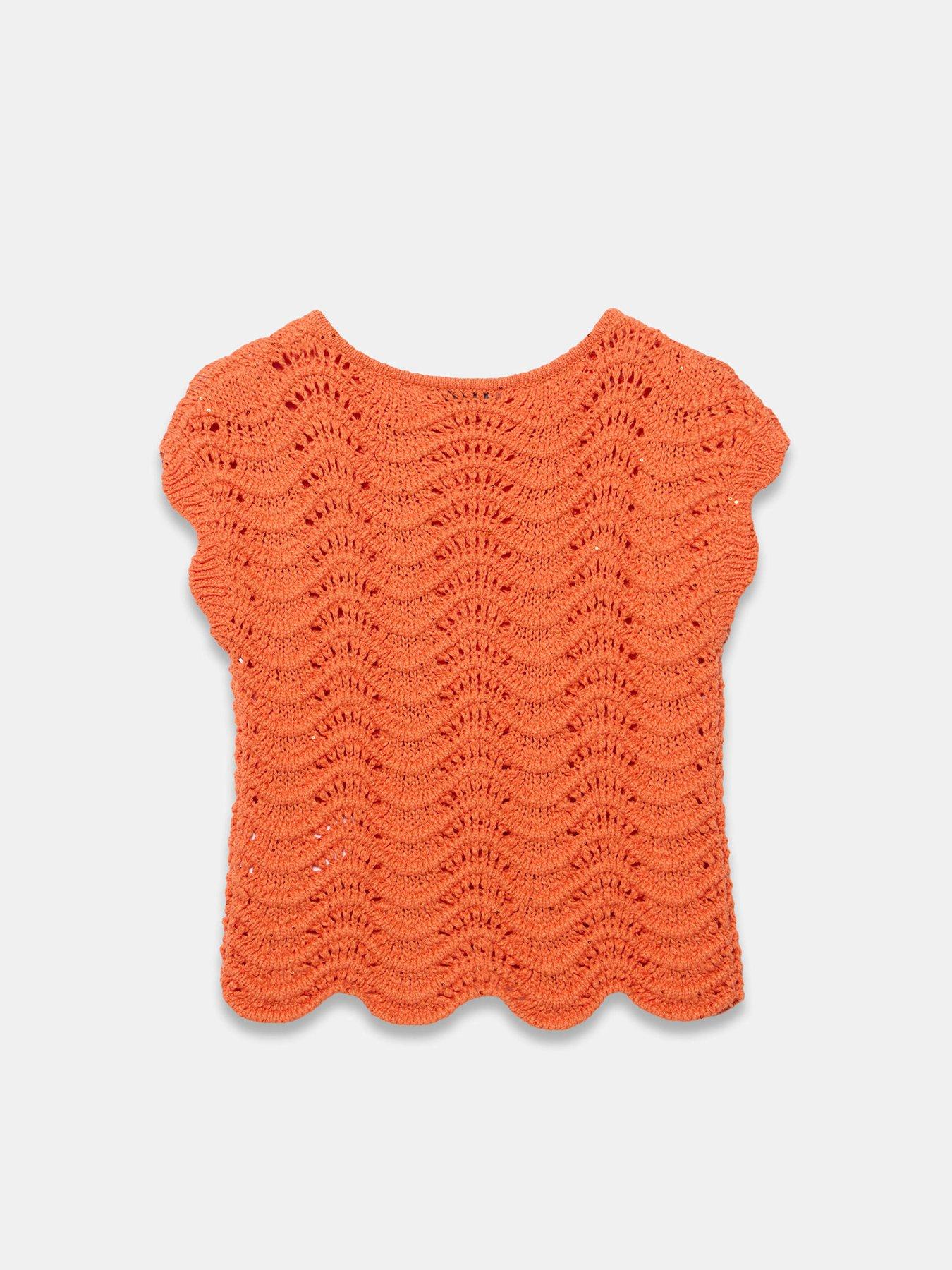 Image 6 of 6 of Mint Velvet Sparkle Stitch Top - Orange
