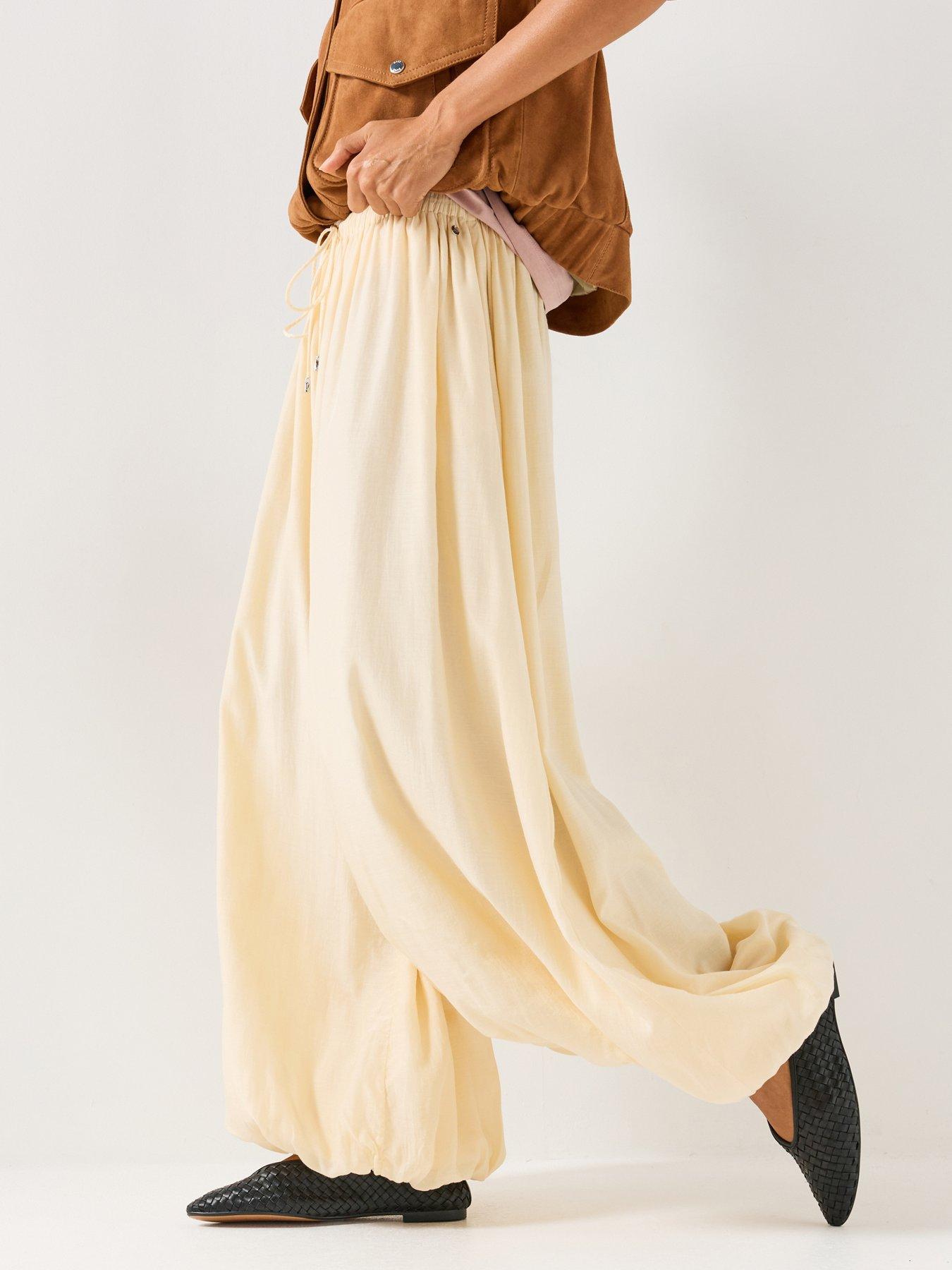BOSS Wide-leg-fit Trousers Blended With Modal - Yellow