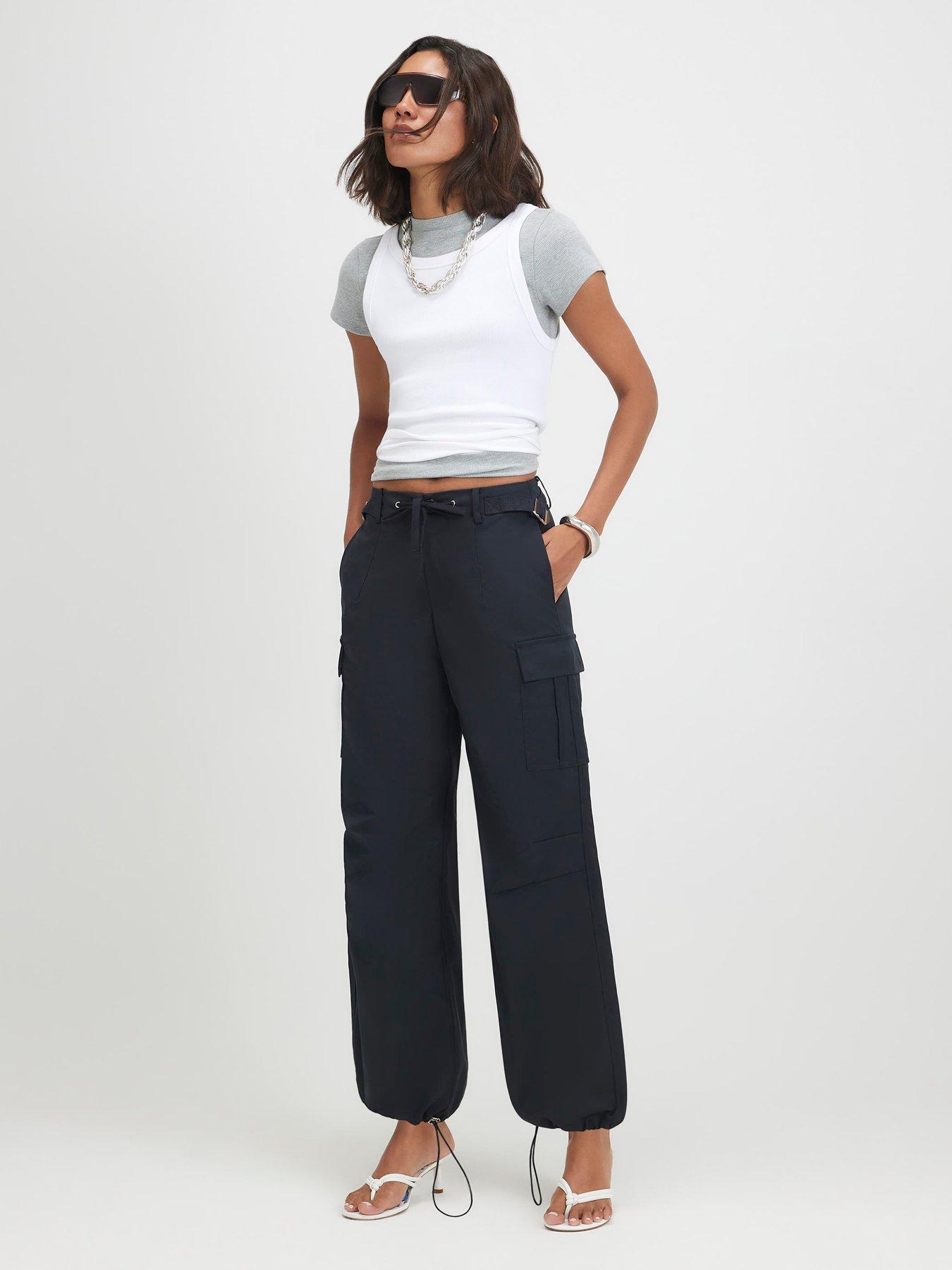 Image 1 of 6 of River Island Women's Multi-Pocket Utility Cargo Trousers - Navy