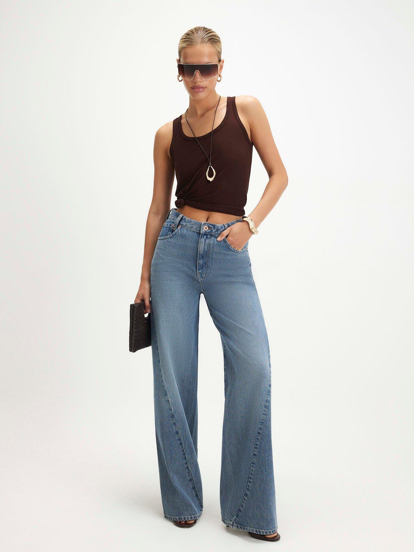 River Island Seamed Baggy Straight Leg Jeans - Blue
