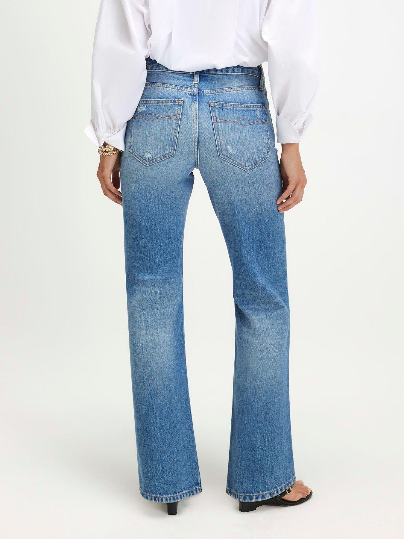Image 2 of 6 of River Island 90S Slim Straight Leg Ripped Jeans - Blue