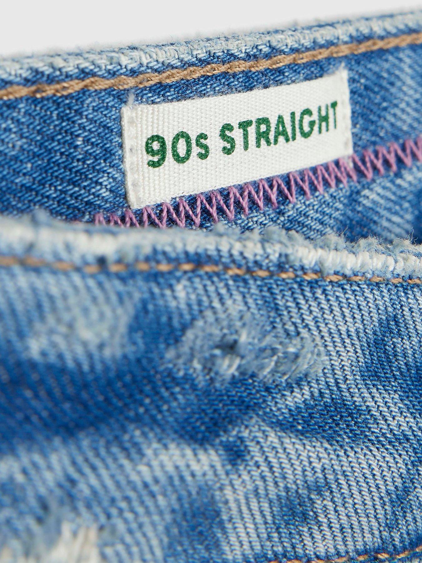 Image 6 of 6 of River Island 90S Slim Straight Leg Ripped Jeans - Blue