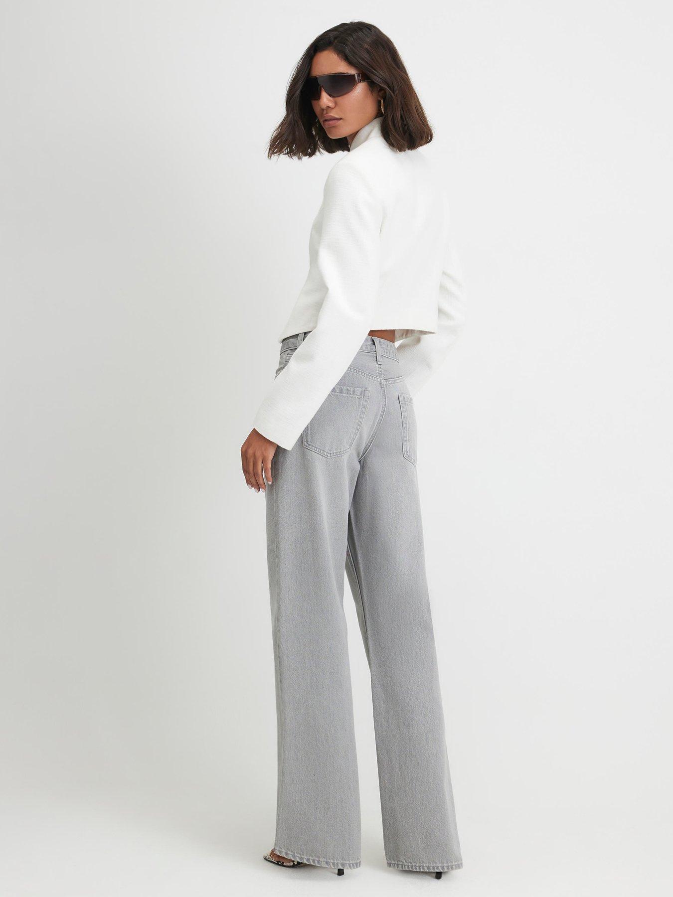 Image 2 of 6 of River Island Relaxed Straight Leg Jeans - Grey
