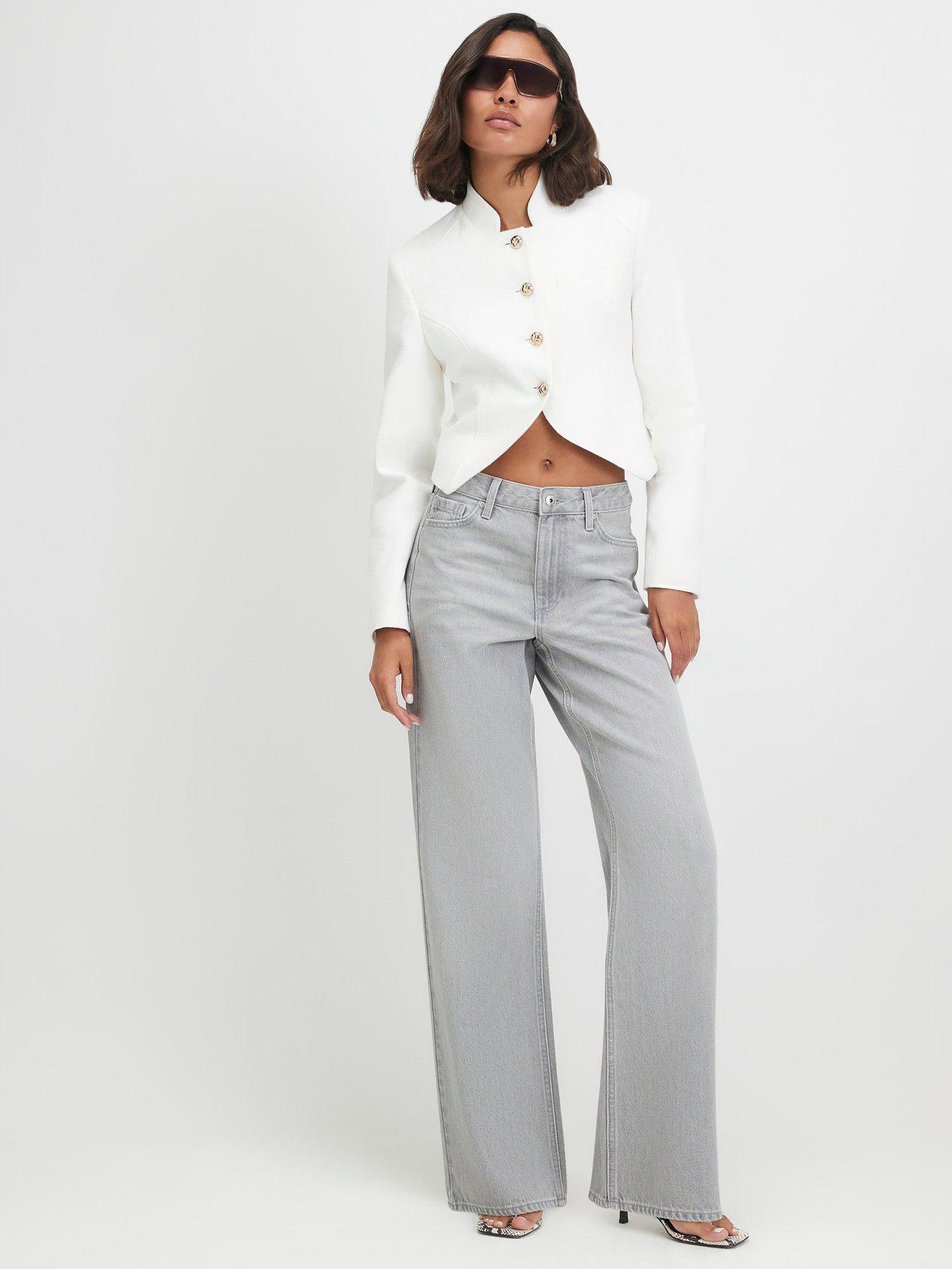 Image 3 of 6 of River Island Relaxed Straight Leg Jeans - Grey