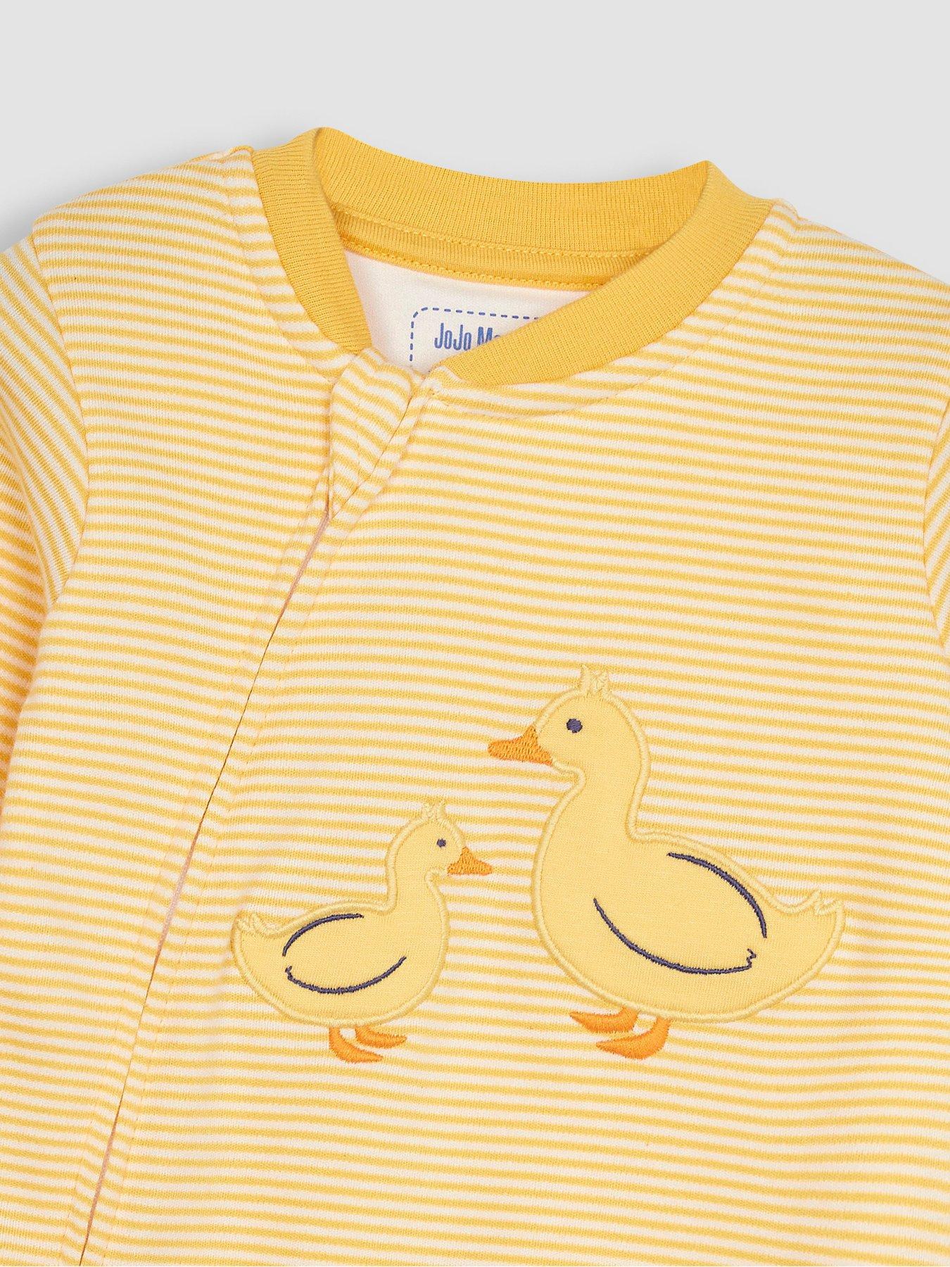 Image 4 of 6 of JoJo Maman Bebe Unisex Duck Embroidered Sleepsuit - Yellow