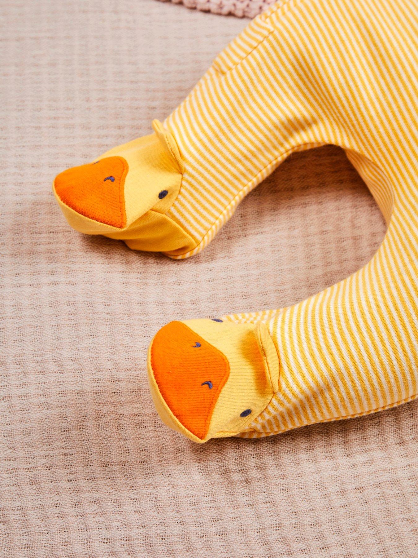 Image 5 of 6 of JoJo Maman Bebe Unisex Duck Embroidered Sleepsuit - Yellow