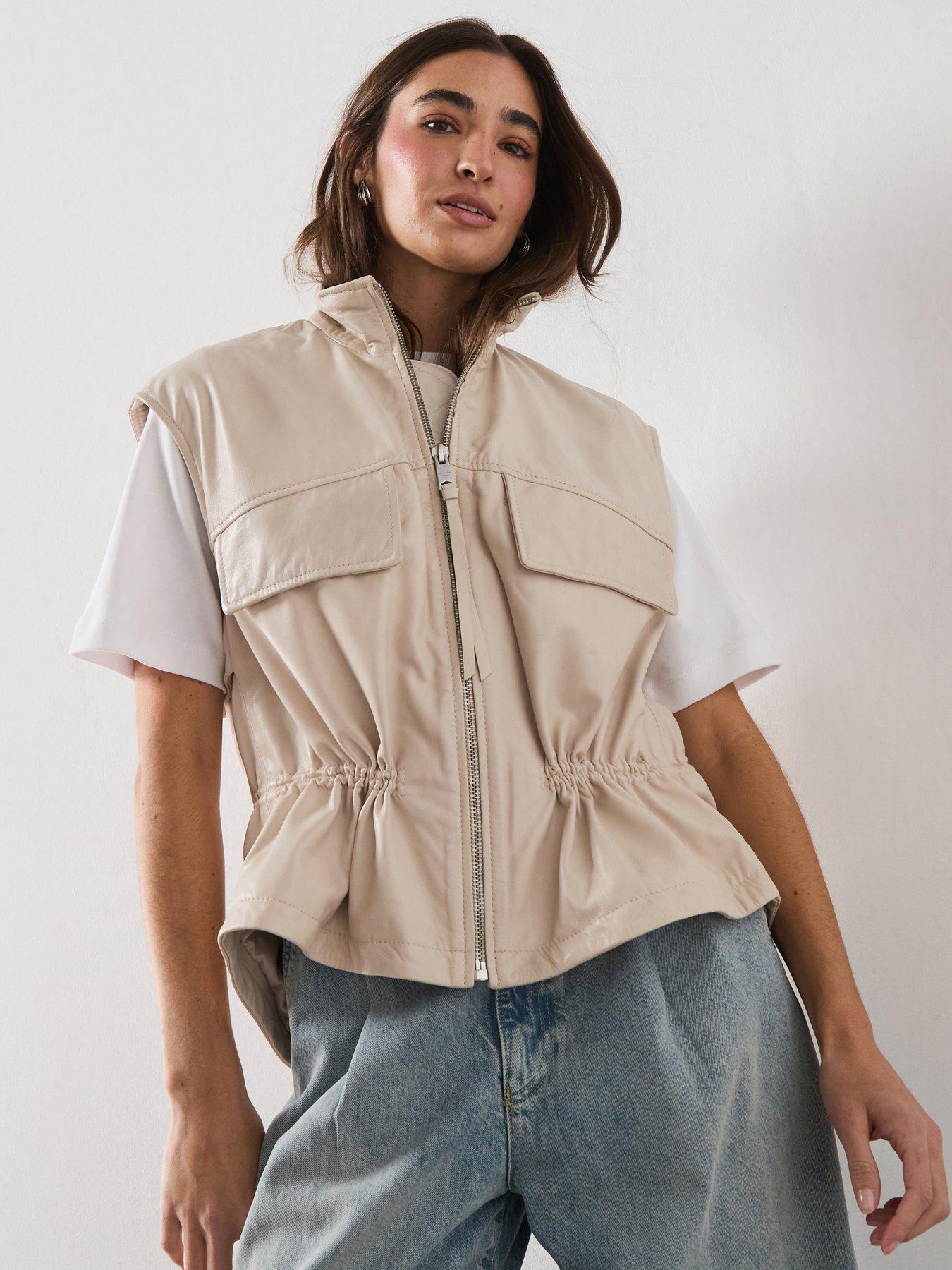 AllSaints Flor Leather Gilet - Off White