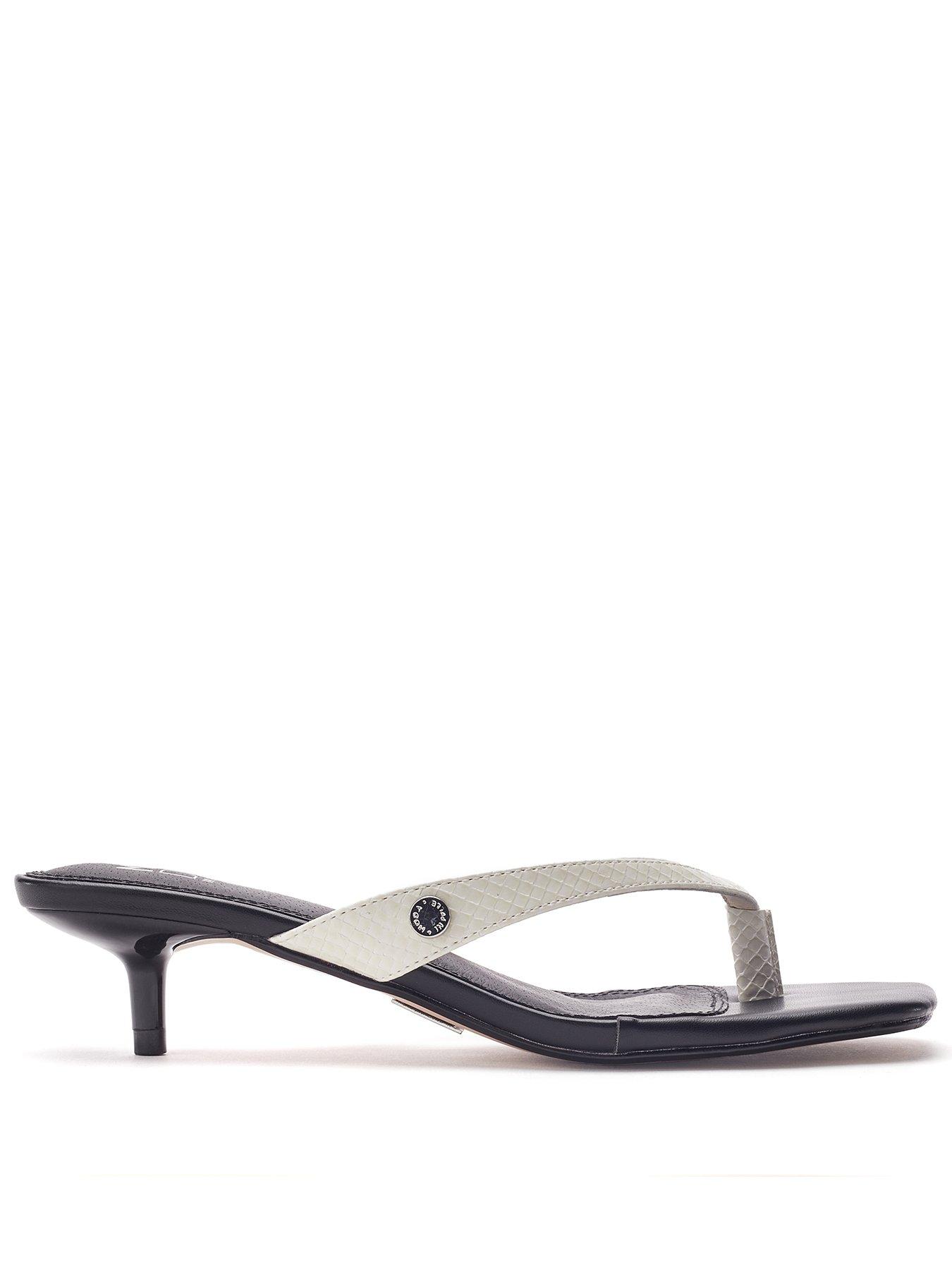 Moda In Pelle Melodi Monochrome Porvair Kitten Heel Toe Post Sandal