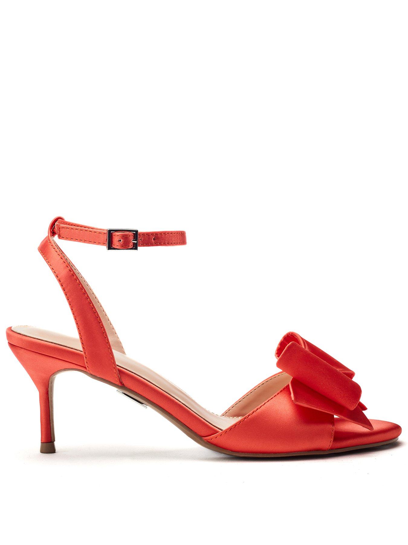 Moda In Pelle Lotty Orange Satin Low Sandal With Large Bow Trim