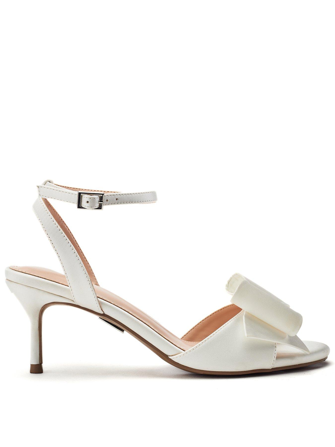 Moda In Pelle Lotty White Satin Low Sandal With Large Bow Trim
