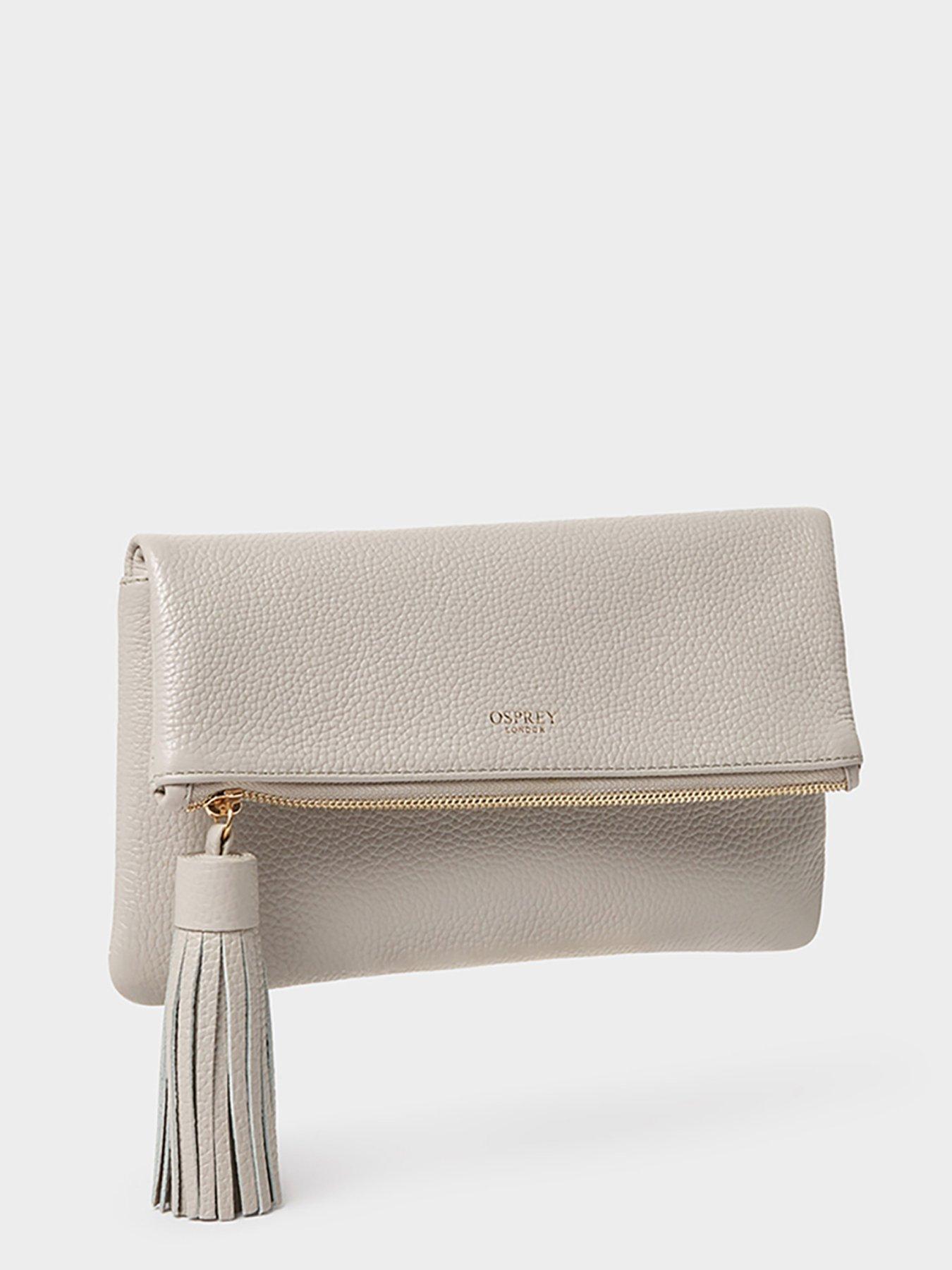 Image 2 of 6 of Osprey London The Bexley Leather Clutch Bag - Beige