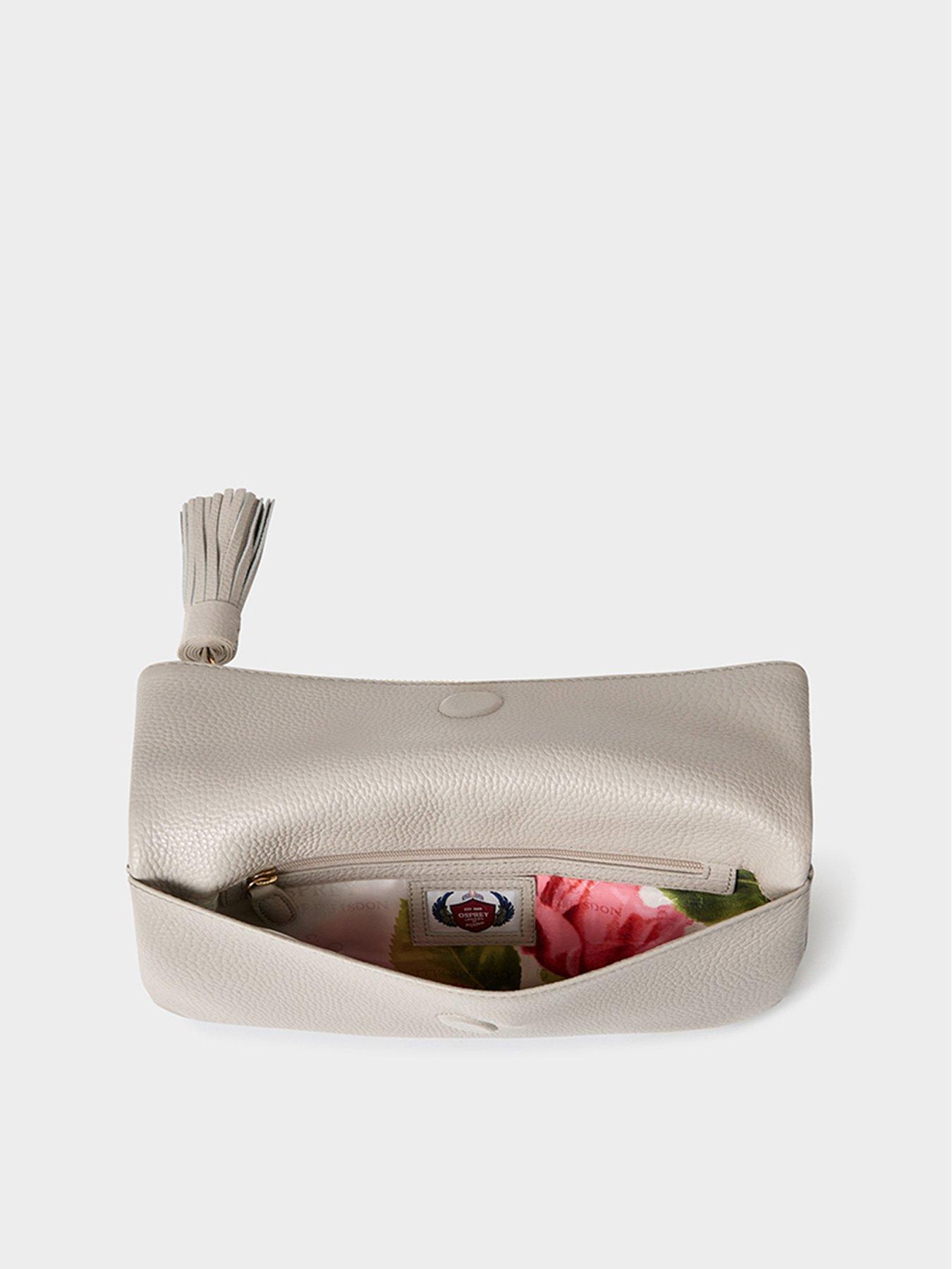 Image 5 of 6 of Osprey London The Bexley Leather Clutch Bag - Beige