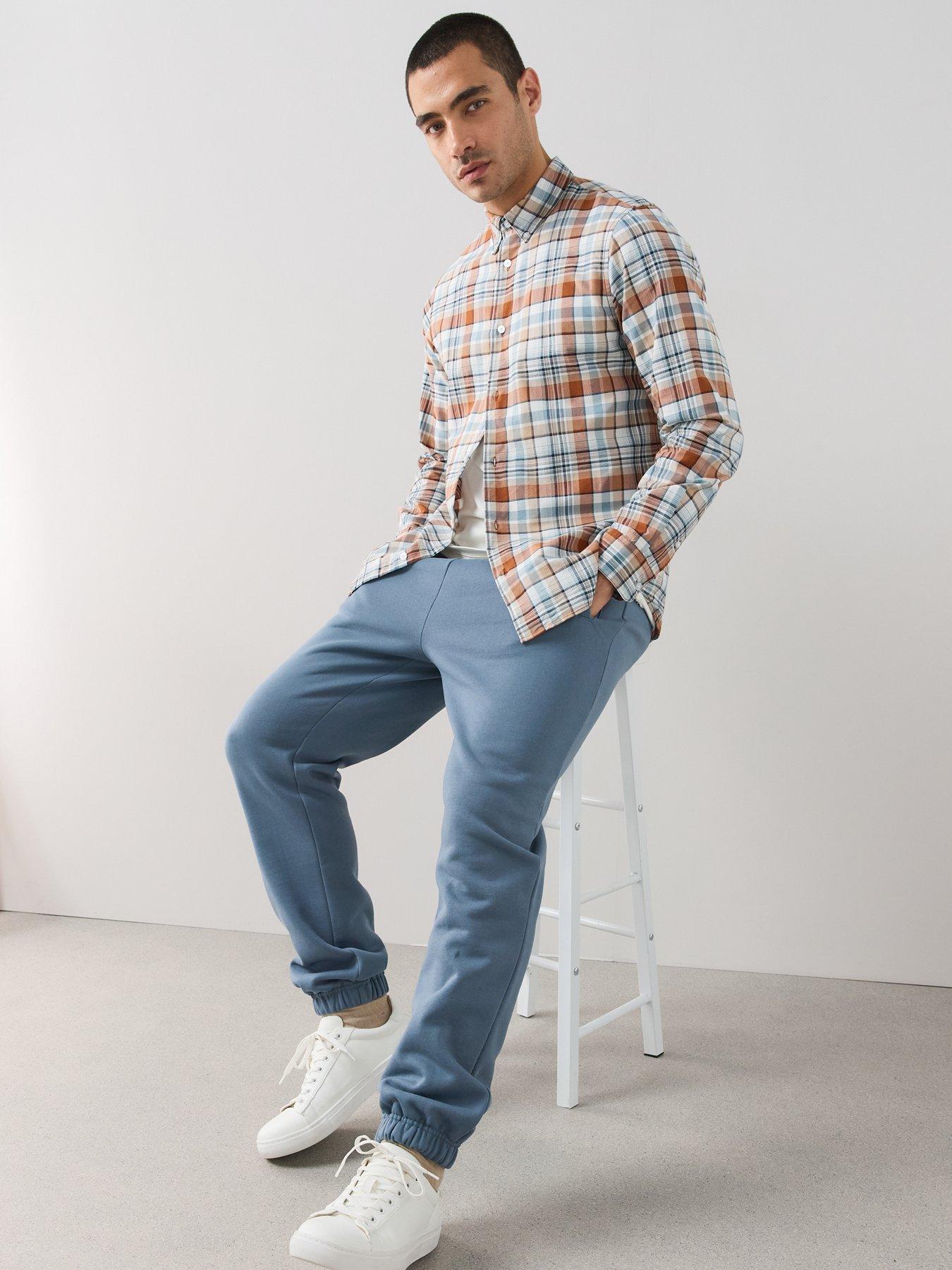 Image 3 of 7 of The Very Collection Premium Heavyweight Relaxed Fit Cuffed Joggers - Airforce Blue