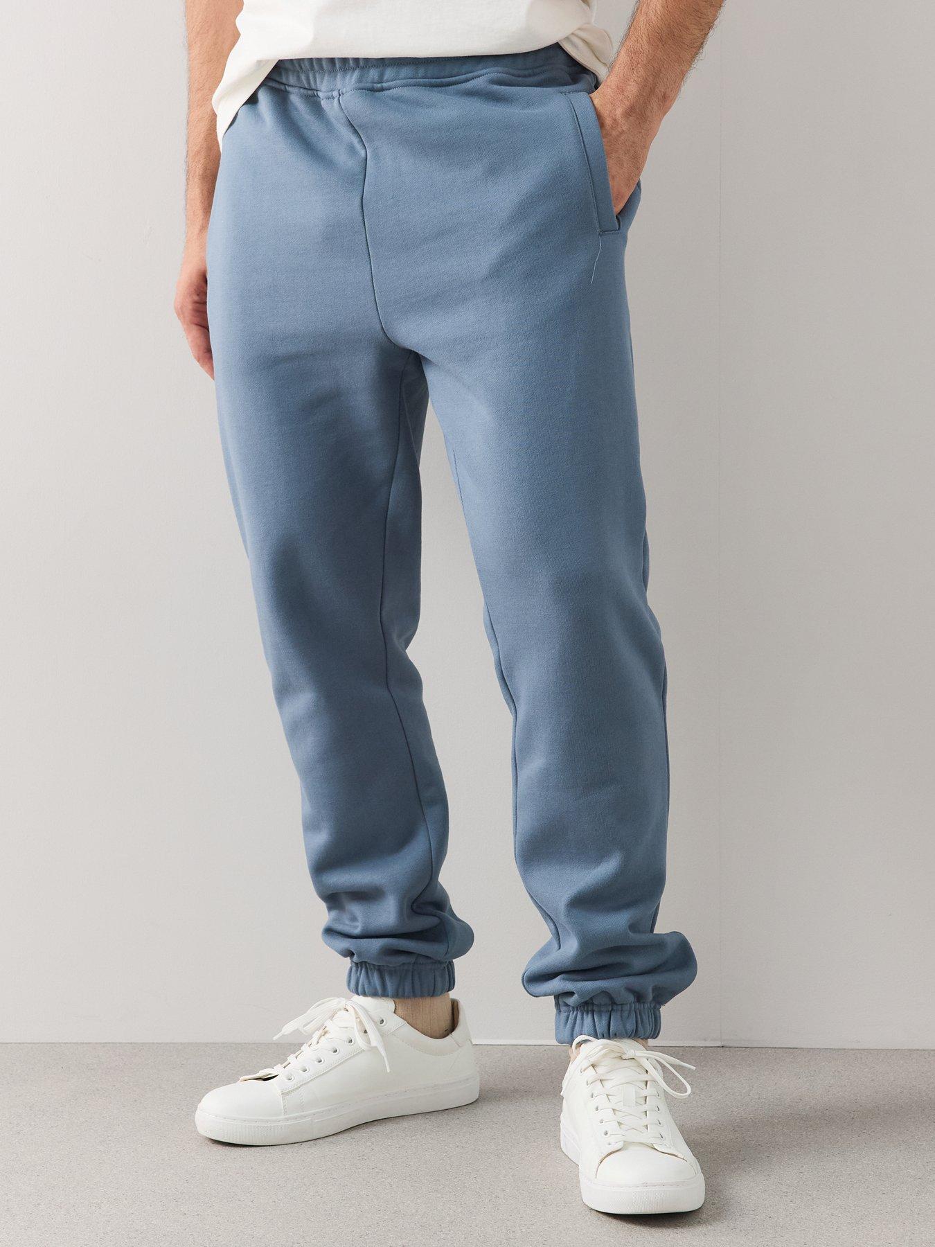 Image 4 of 7 of The Very Collection Premium Heavyweight Relaxed Fit Cuffed Joggers - Airforce Blue