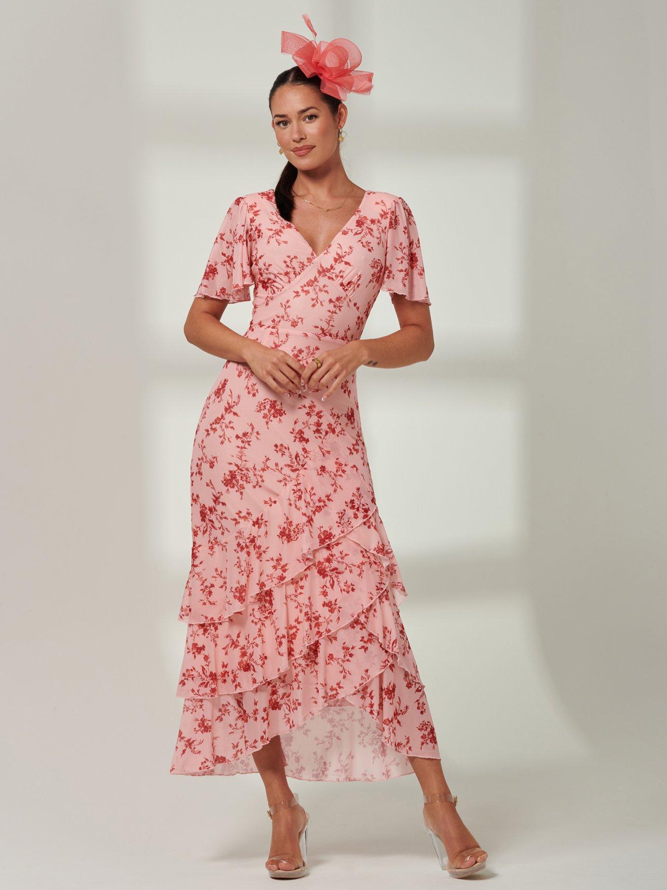 Jolie Moi Daleysa Frill Hem Mesh Maxi Dress - Pink
