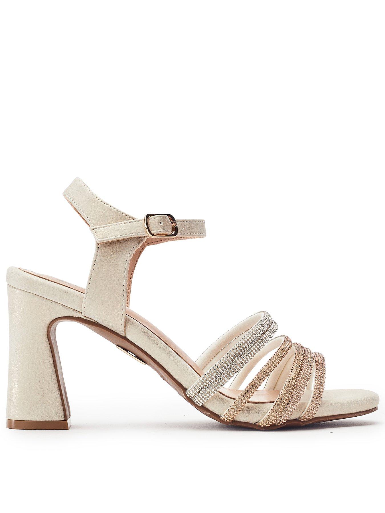 Image 1 of 4 of Moda In Pelle Narine Gold Porvair Strappy Hotfix Block Heel Sandal