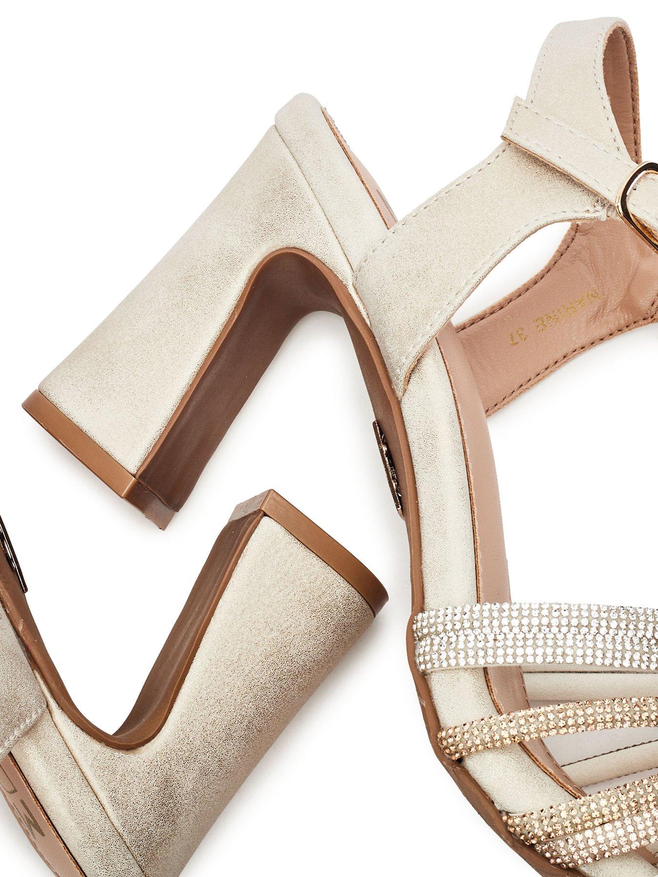 Image 3 of 4 of Moda In Pelle Narine Gold Porvair Strappy Hotfix Block Heel Sandal