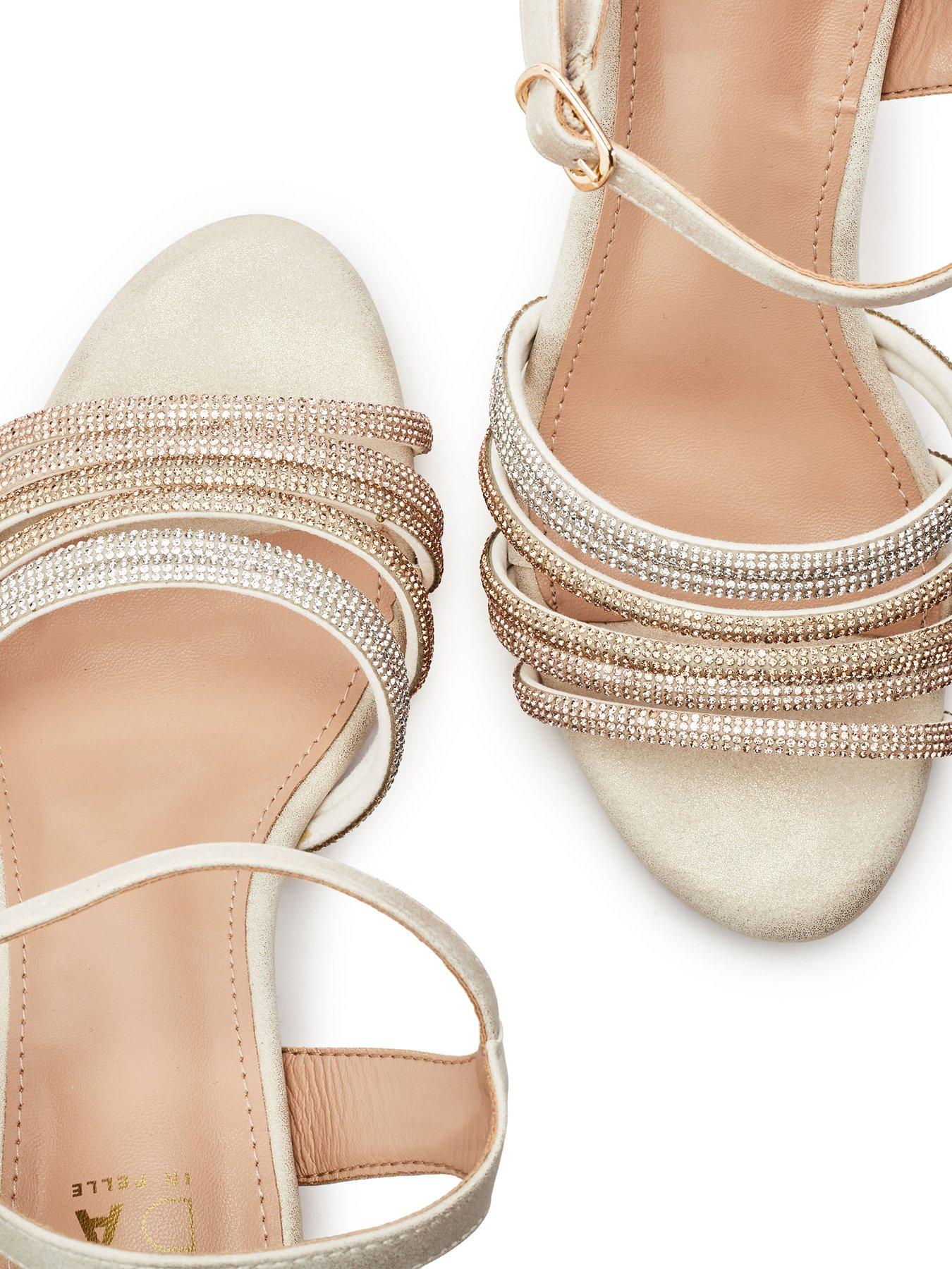 Image 4 of 4 of Moda In Pelle Narine Gold Porvair Strappy Hotfix Block Heel Sandal