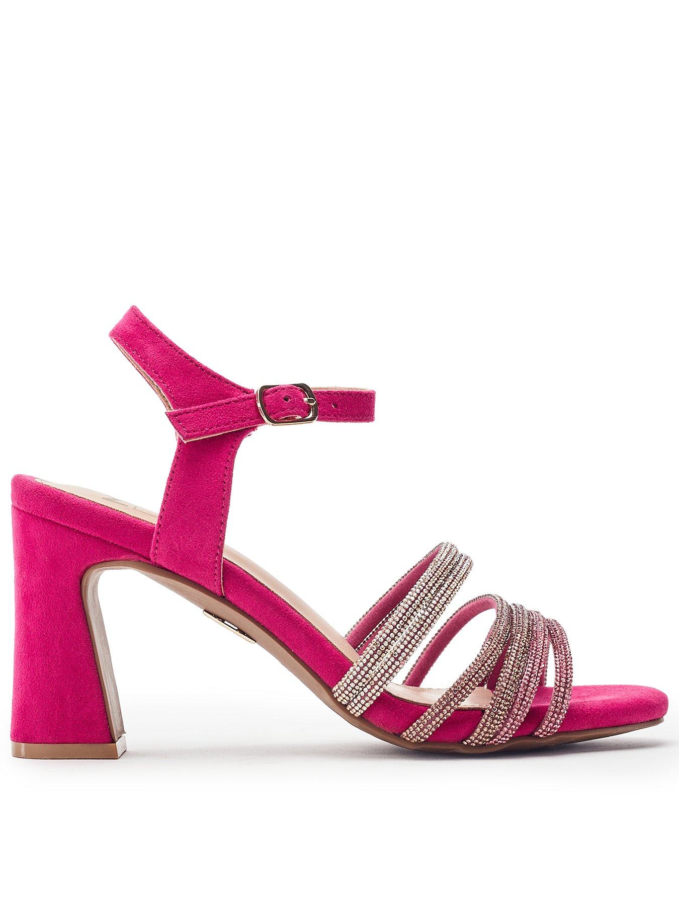 Moda In Pelle Narine Alcantara Strappy Hotfix Block Heel Sandals -  Pink