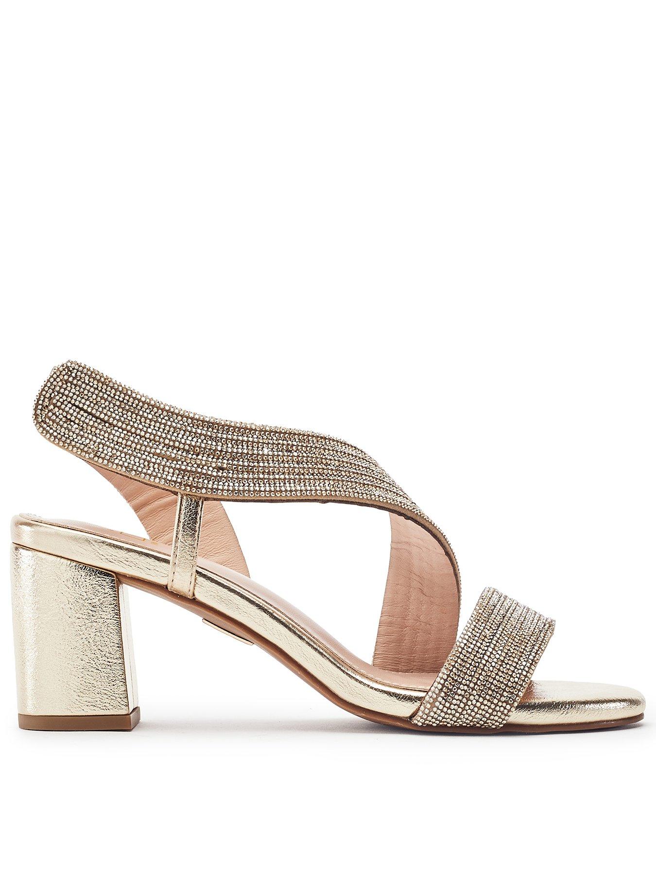 Moda In Pelle Nikkia Gold Porvair Asymetric Glits Heel Sandal