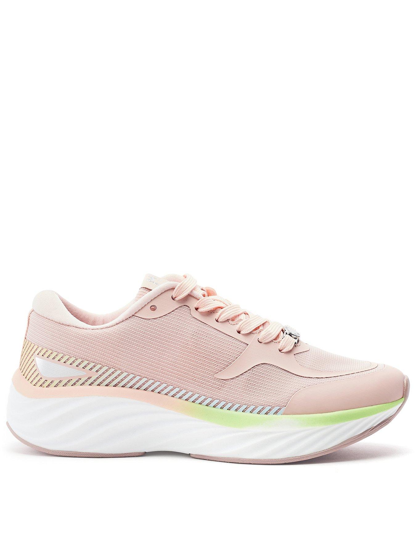 Moda In Pelle Damara Pink Textile Trainer With Textured Outsole