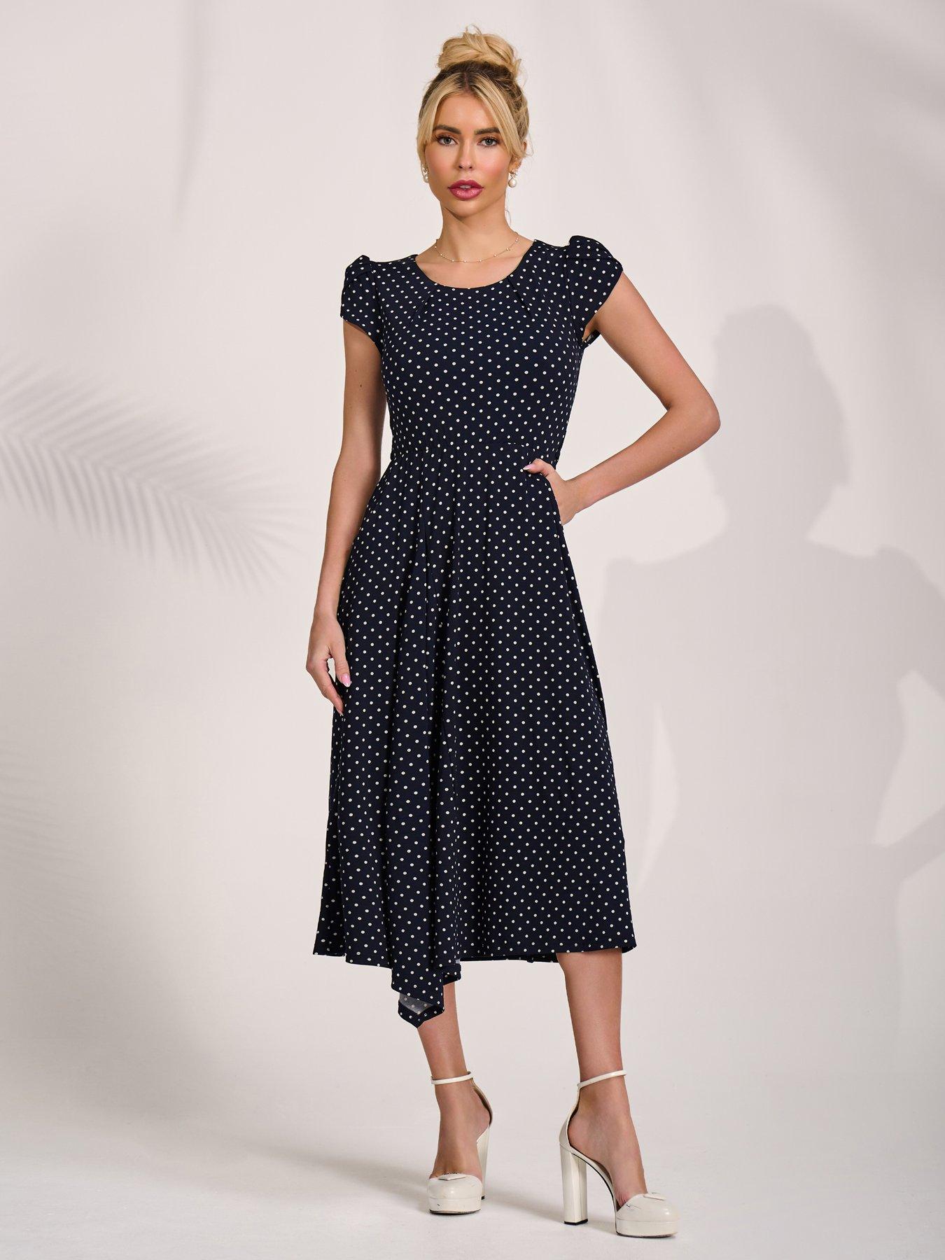Jolie Moi Lap Over Short Sleeve Jersey Dress - Navy