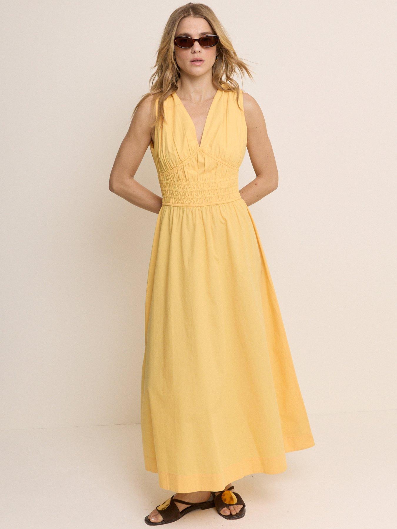 Image 1 of 5 of Nobodys Child Angelica Midi Dress - Yellow