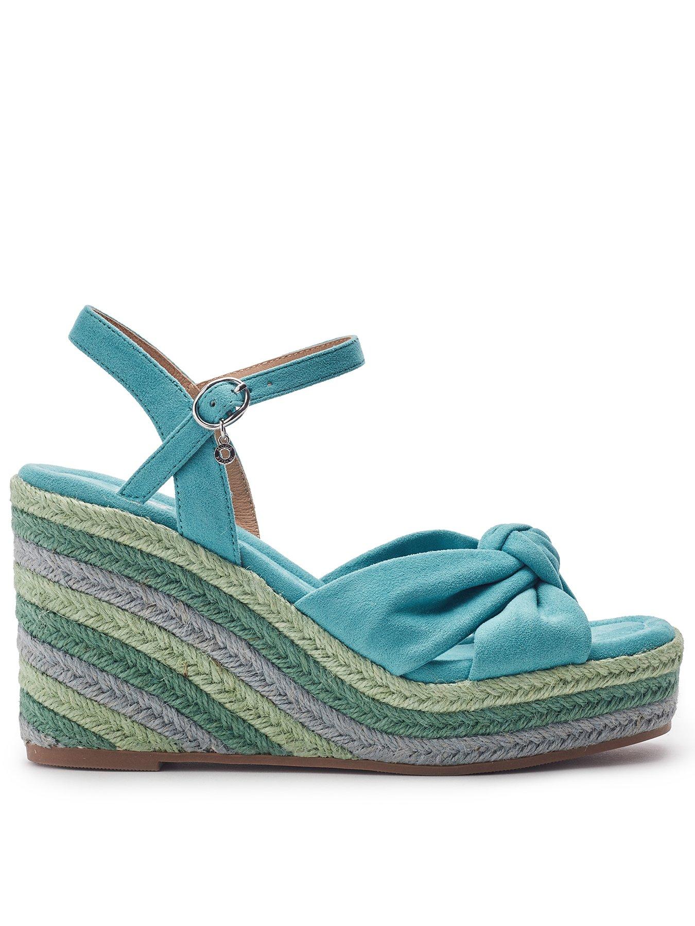 Moda In Pelle Margaritaa Alcantara Knot Detail Wedge Sandals - Blue