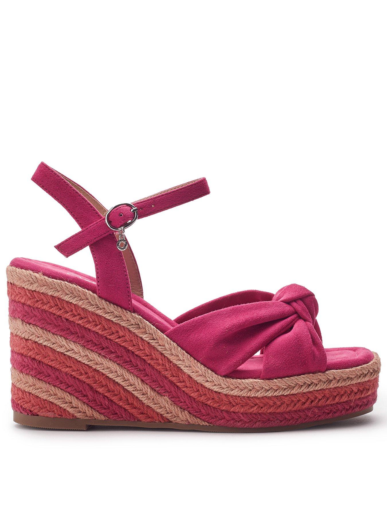 Moda In Pelle Margaritaa Alcantara Knot Detail Wedges - Pink