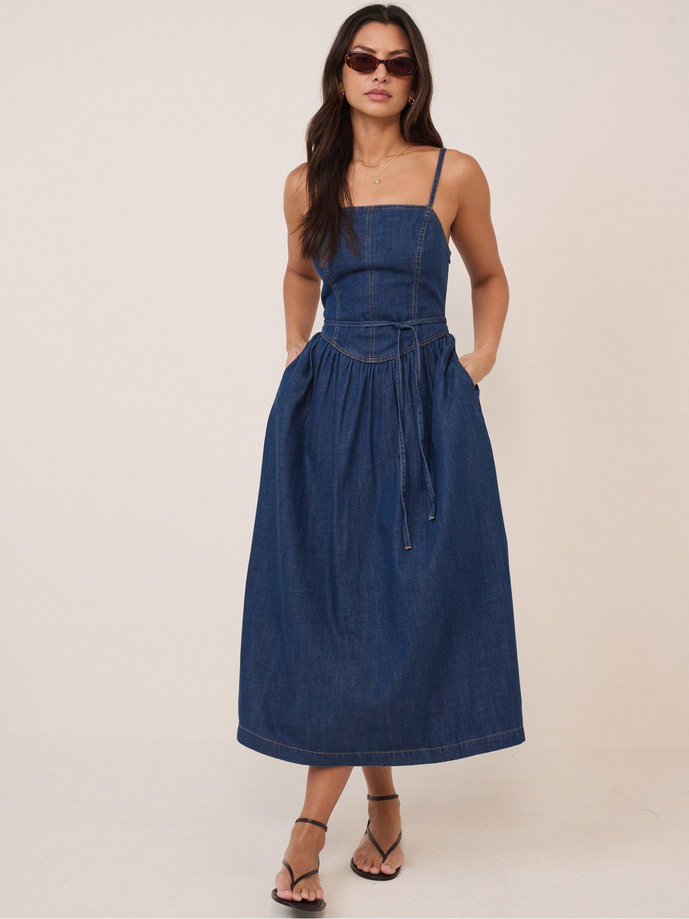 Image 1 of 5 of Nobodys Child Jones Denim Midi Dress - Blue