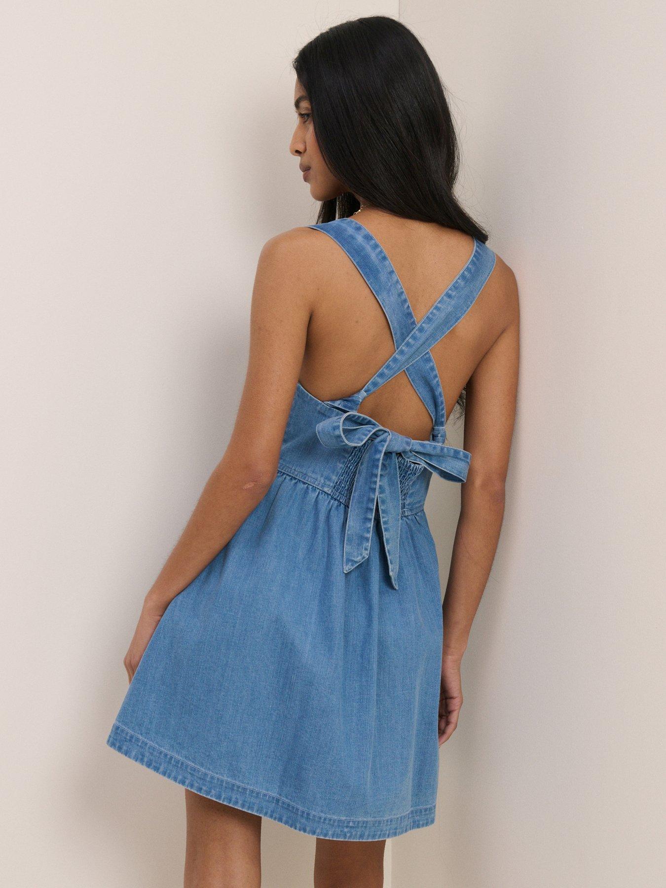 Image 2 of 5 of Nobodys Child Pedro Tie Back Mini Dress - Blue