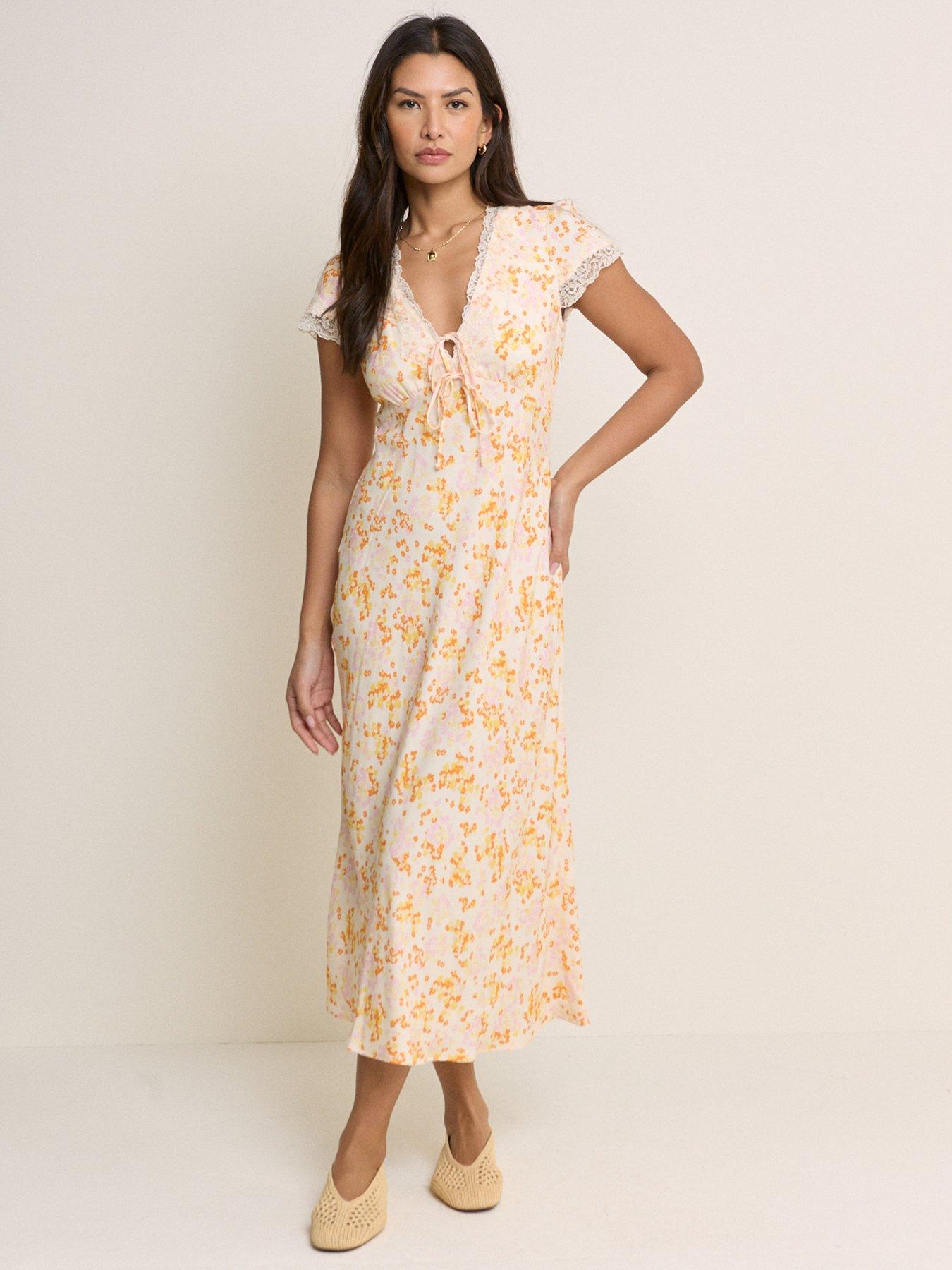 Nobodys Child Aida Midi Short Sleeve Dress - White