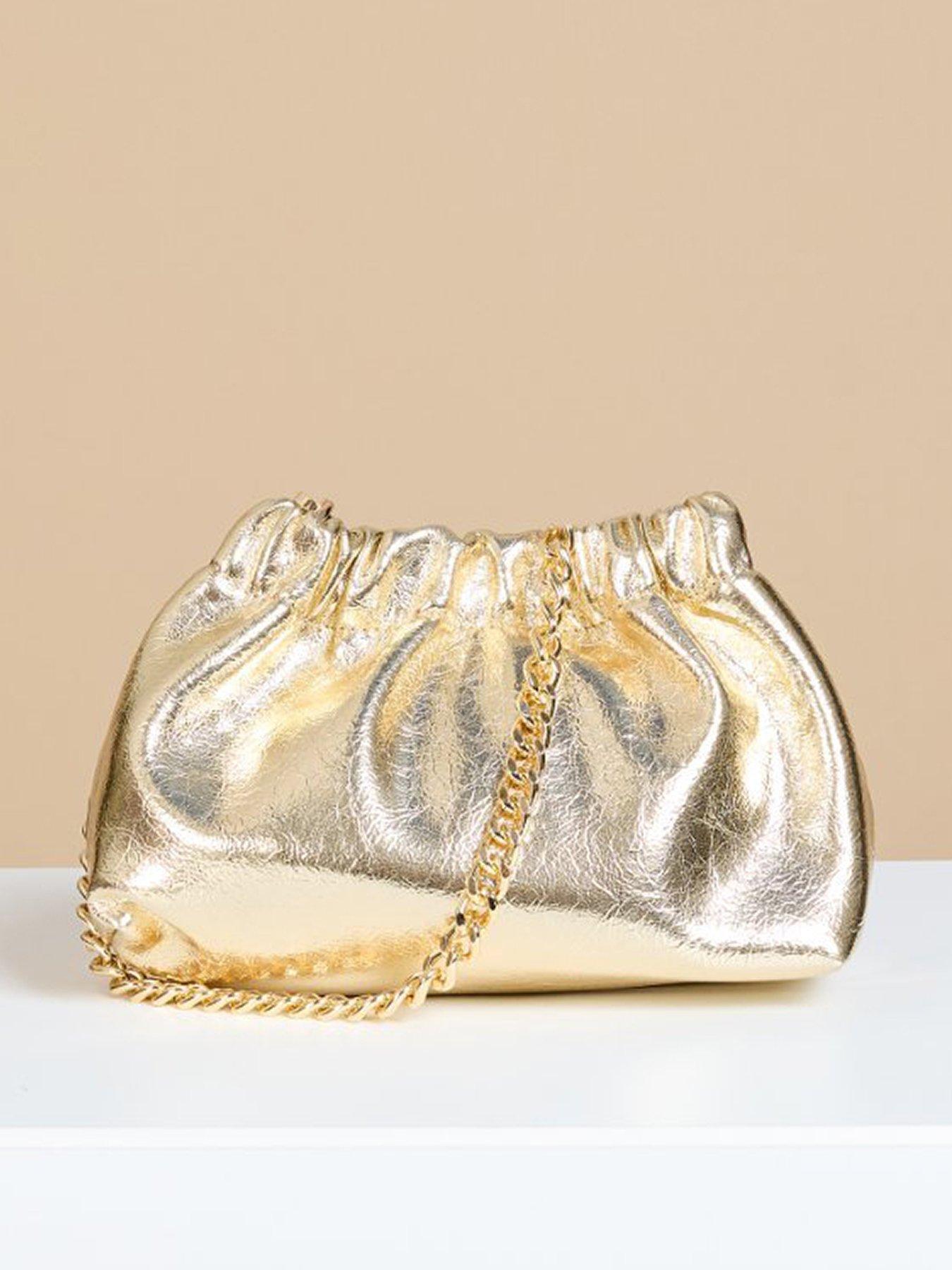  image of little-mistress-gold-ruched-top-bag