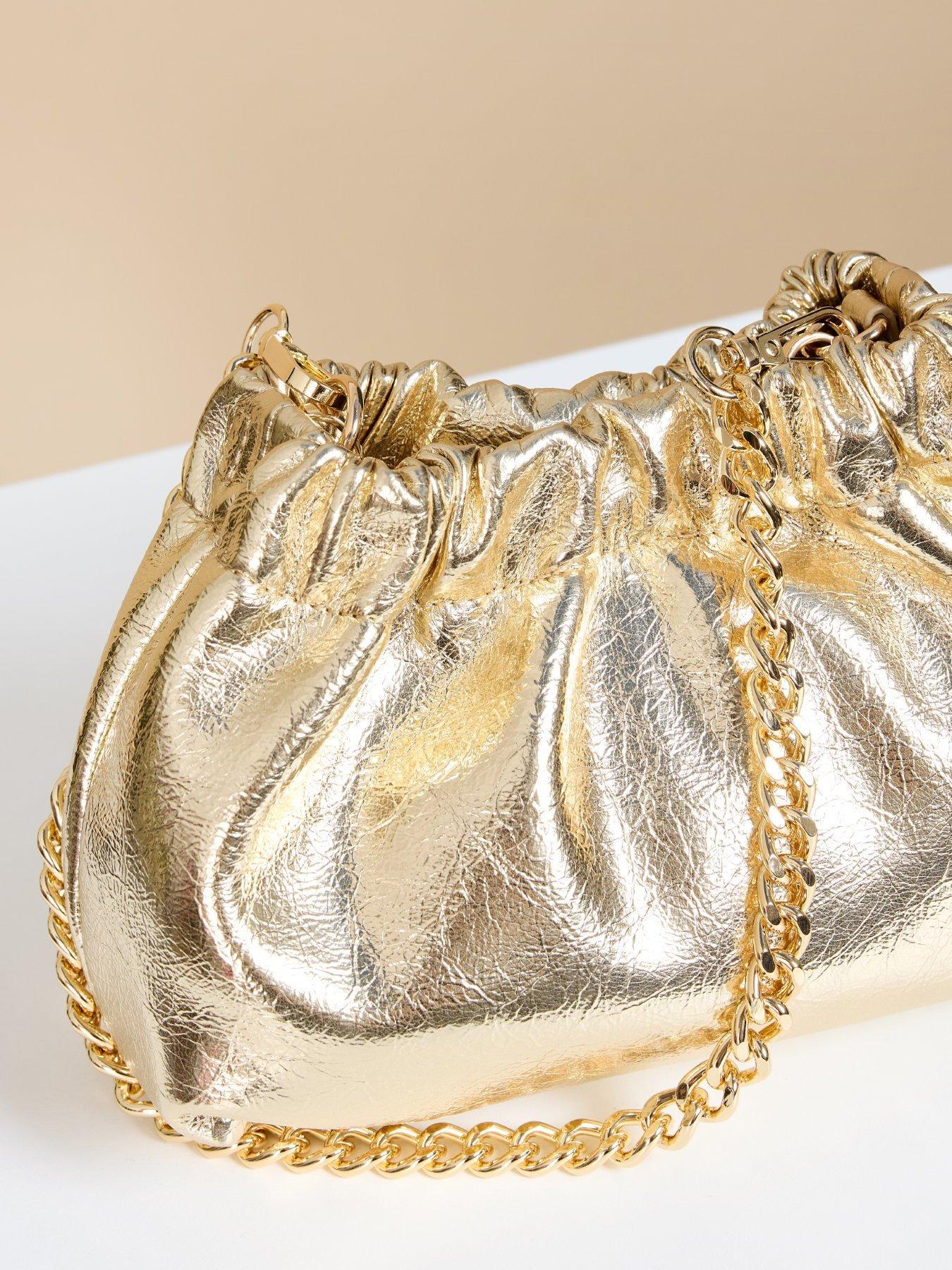  image of little-mistress-gold-ruched-top-bag