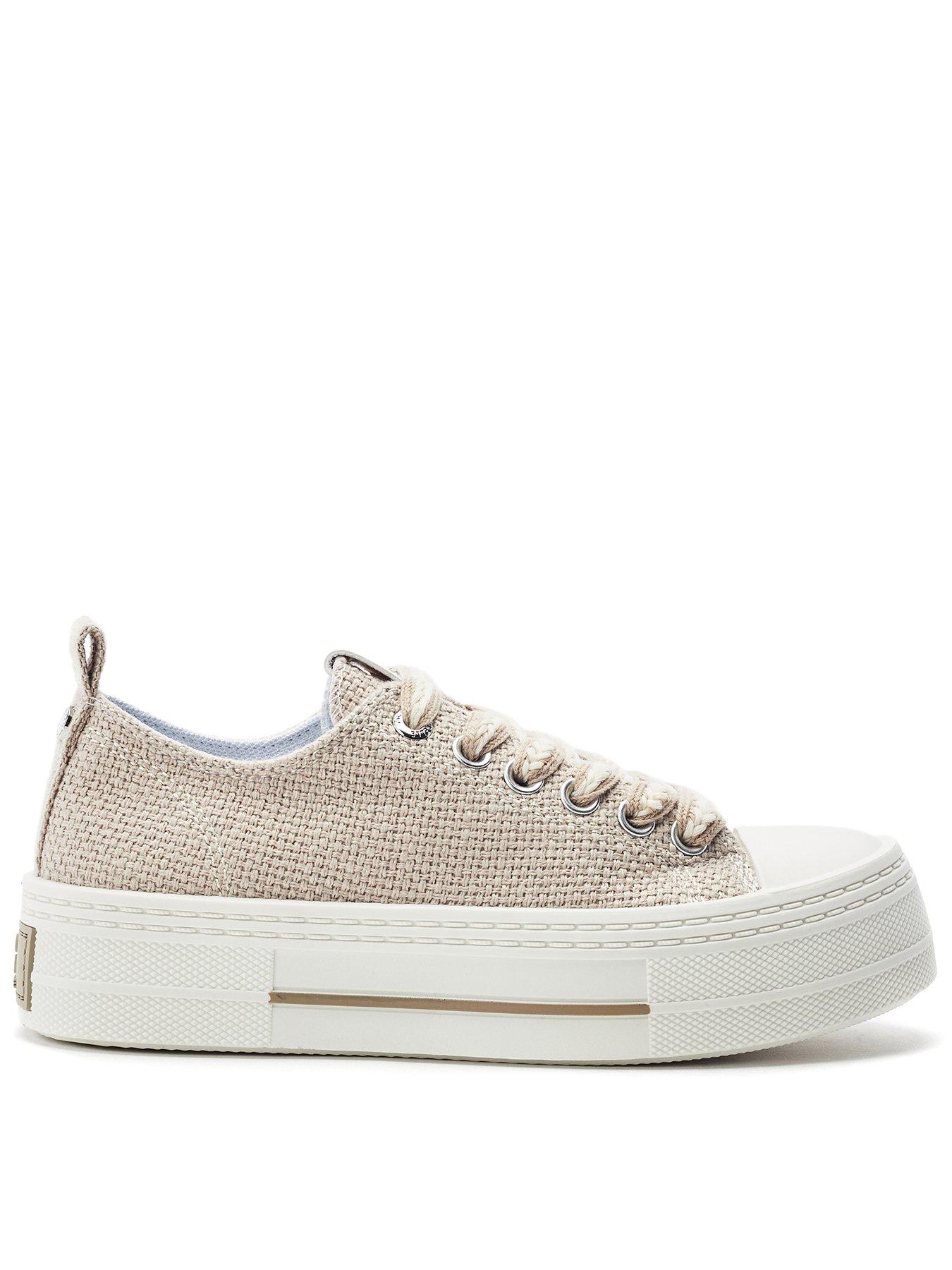Image 1 of 3 of Moda In Pelle Betta Natural Raffia Woven Upper Chunky Trainer