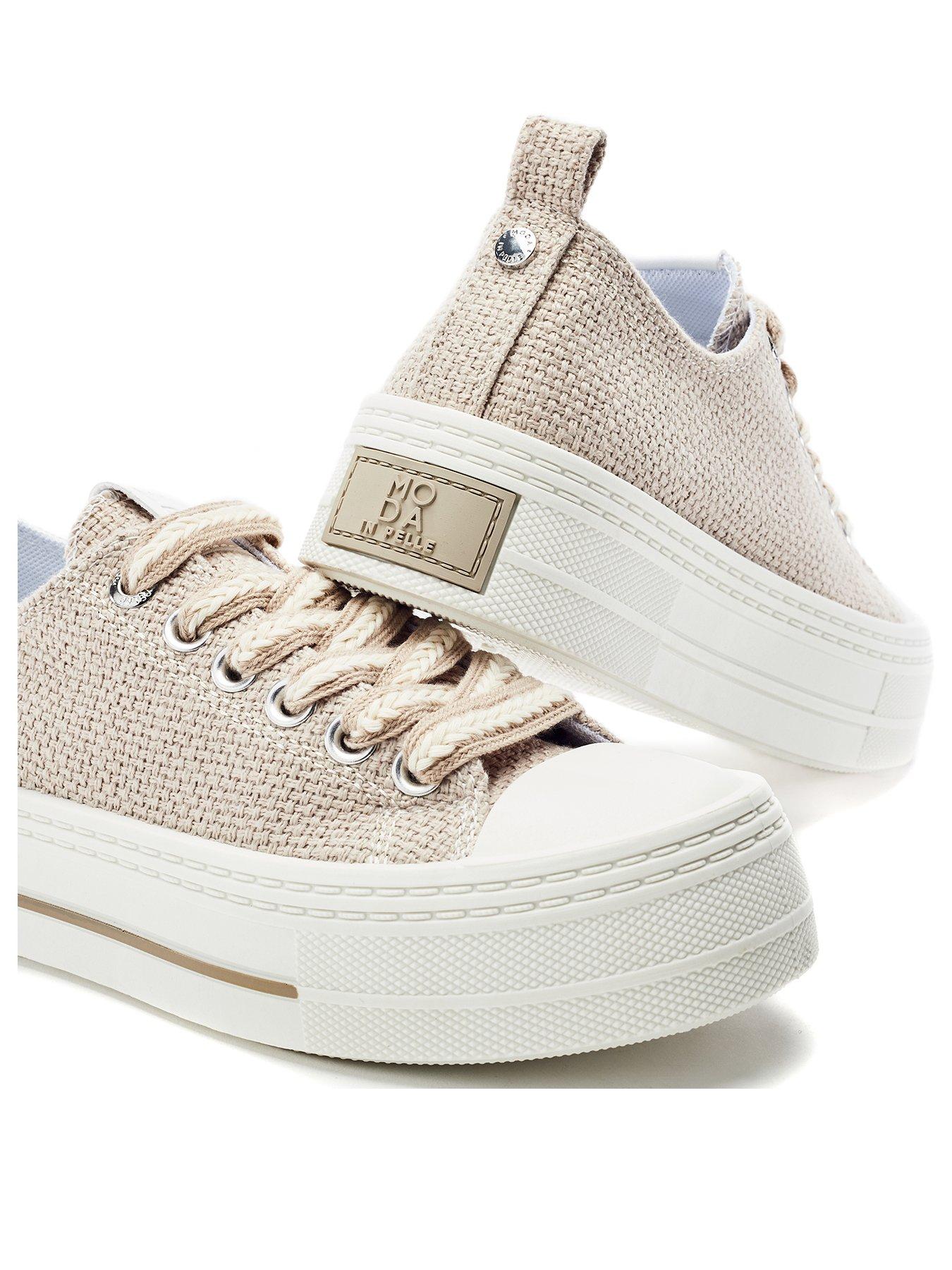 Image 3 of 3 of Moda In Pelle Betta Natural Raffia Woven Upper Chunky Trainer
