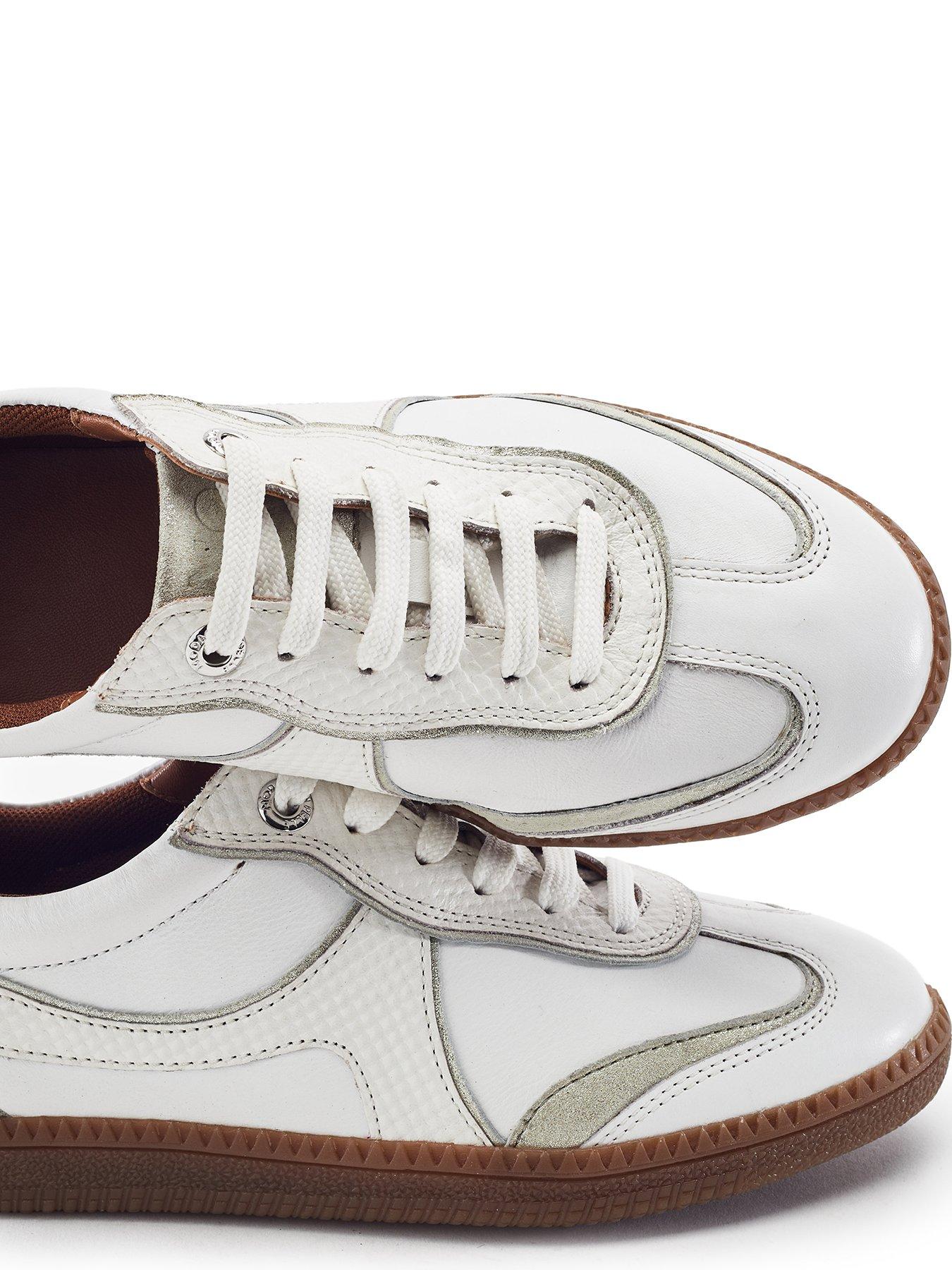 Image 3 of 4 of Moda In Pelle Brioni White Snake Print Leather Multi Panel Gum Sole Trainer